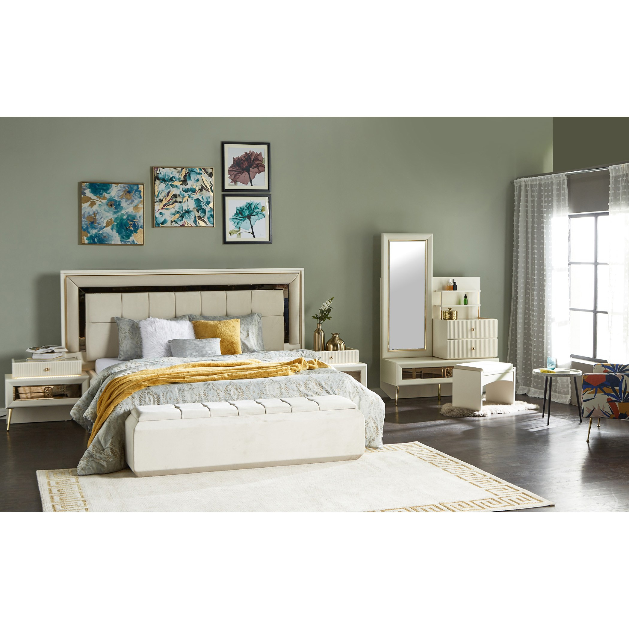 Gold queen store bedroom set