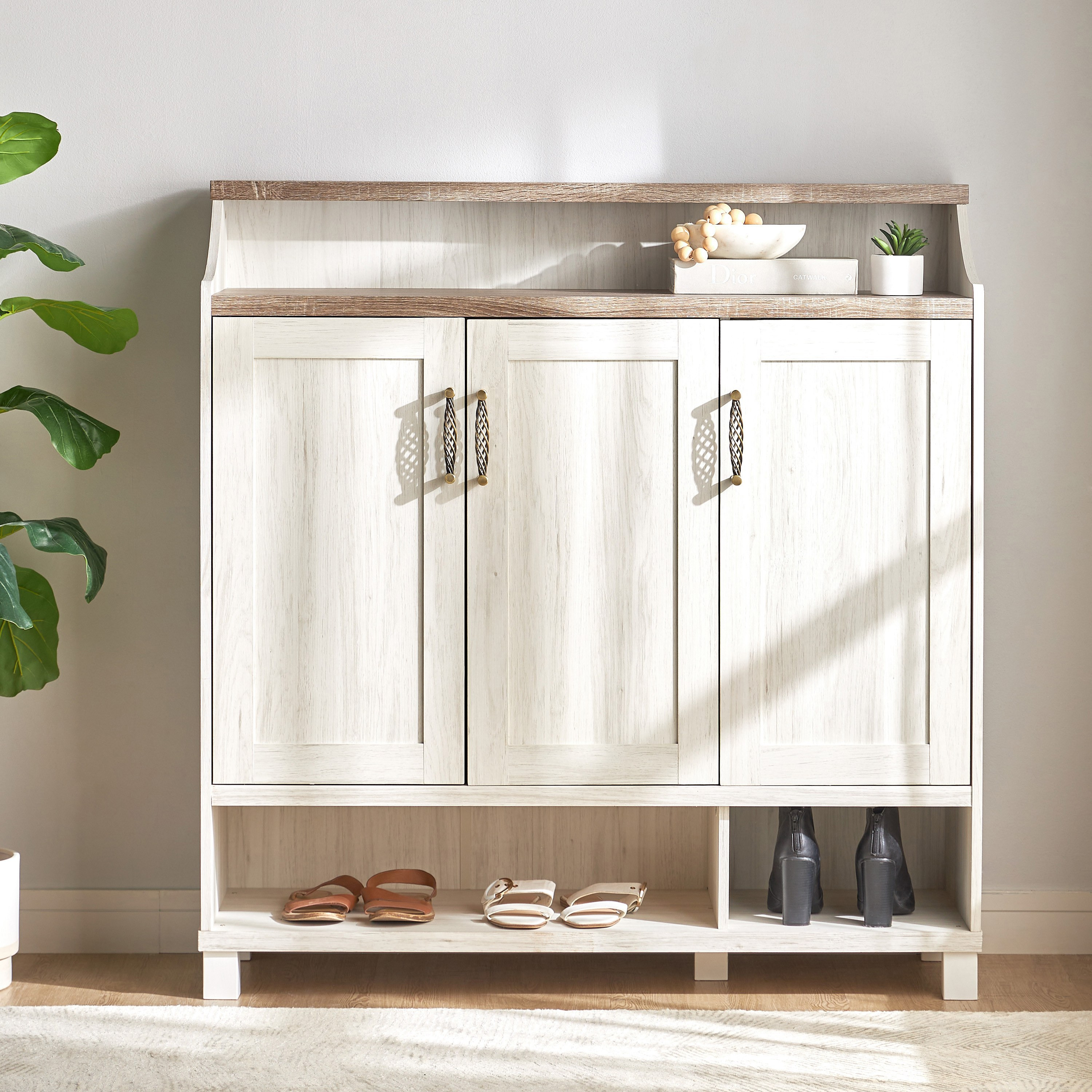 Chevron 26-Pair Shoe Cabinet-furniture-livingroom-shoeracks-image-2