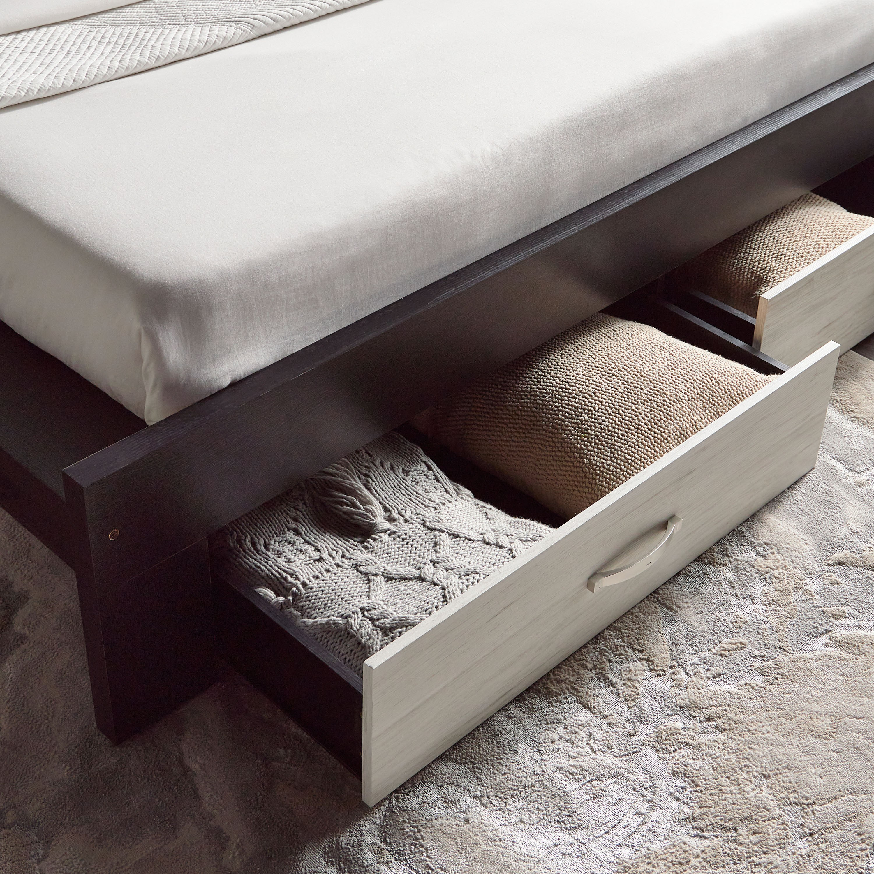 King bed frame with 2024 storage drawers