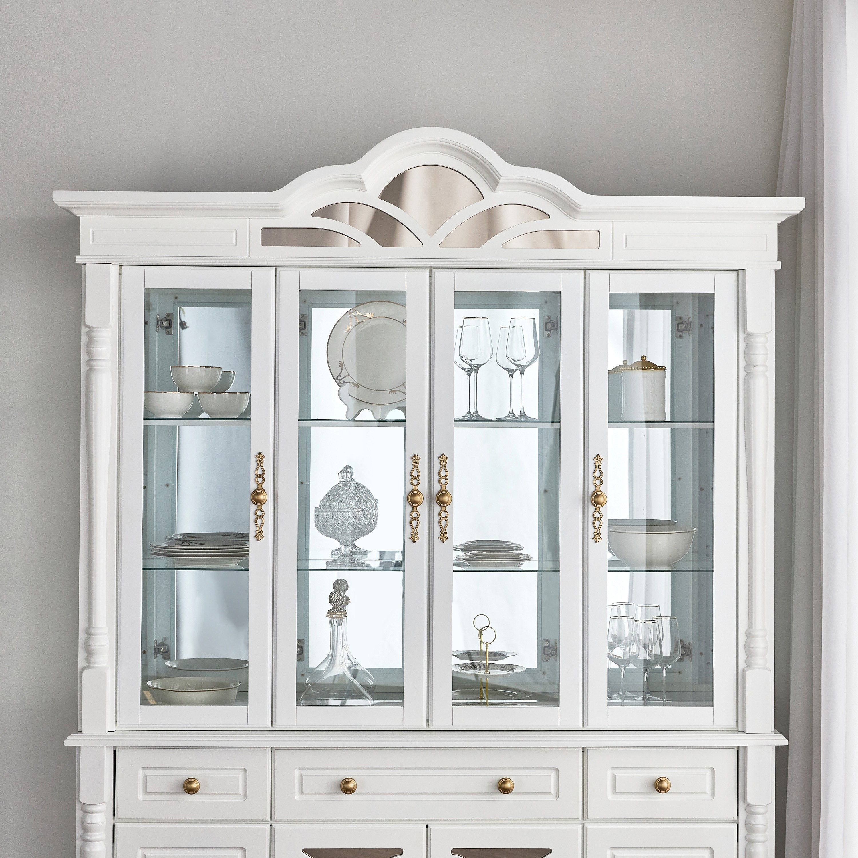 White china hutch and outlet buffet