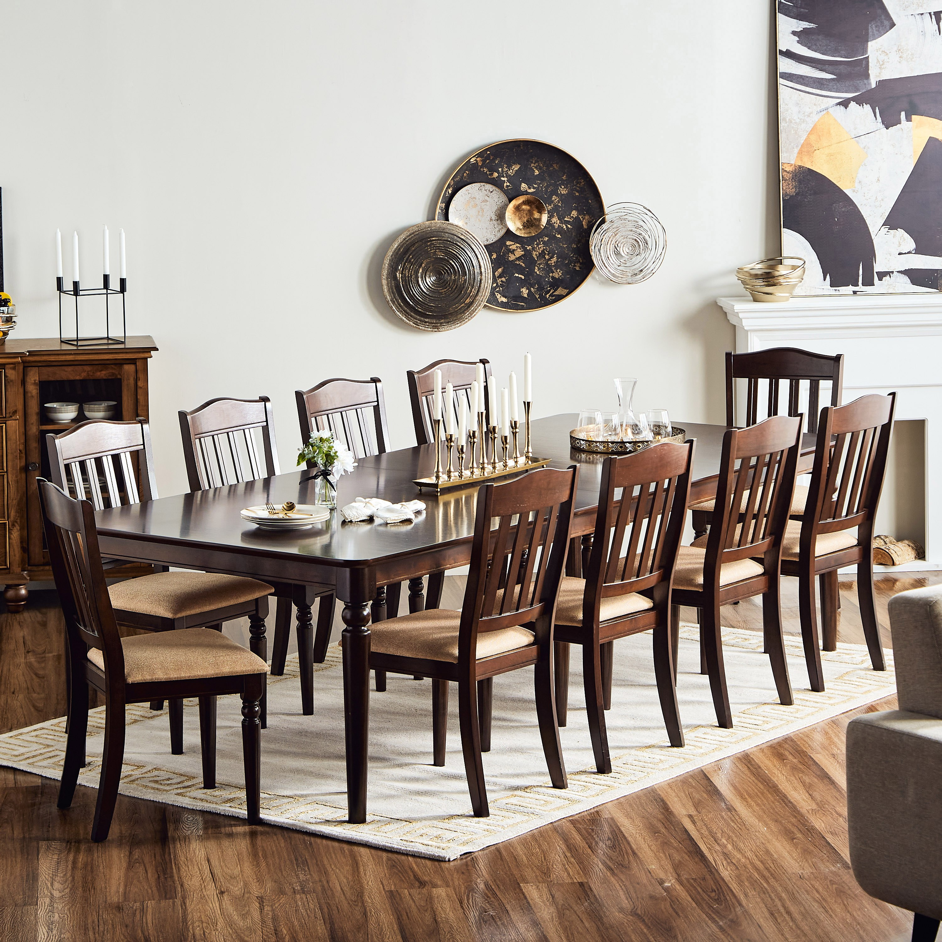 10 seater dark wood dining table