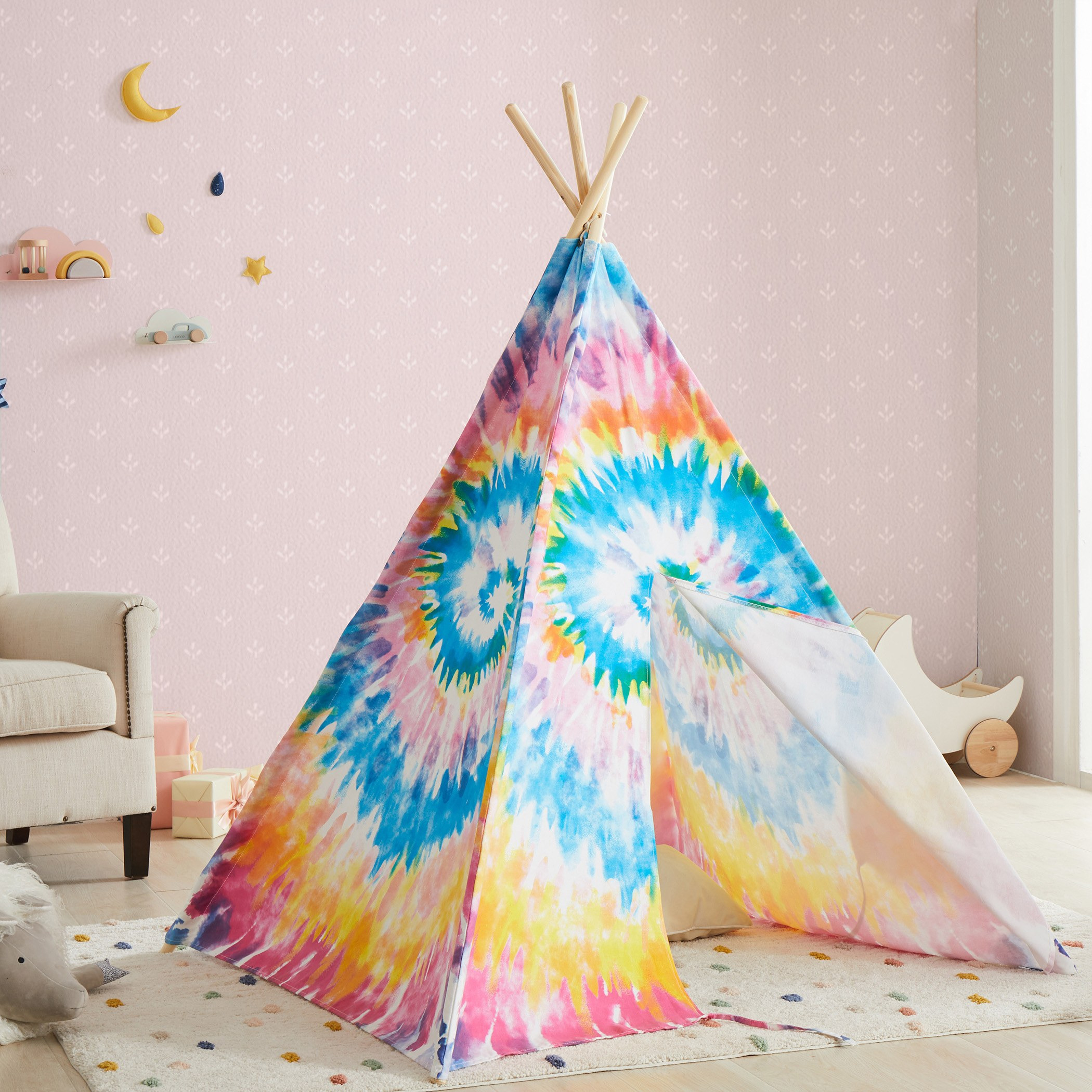 Tie-dye Style Teepee Tent - 110x110x162 cm-babyandkids-toys-teepeesandplaytents-image-2