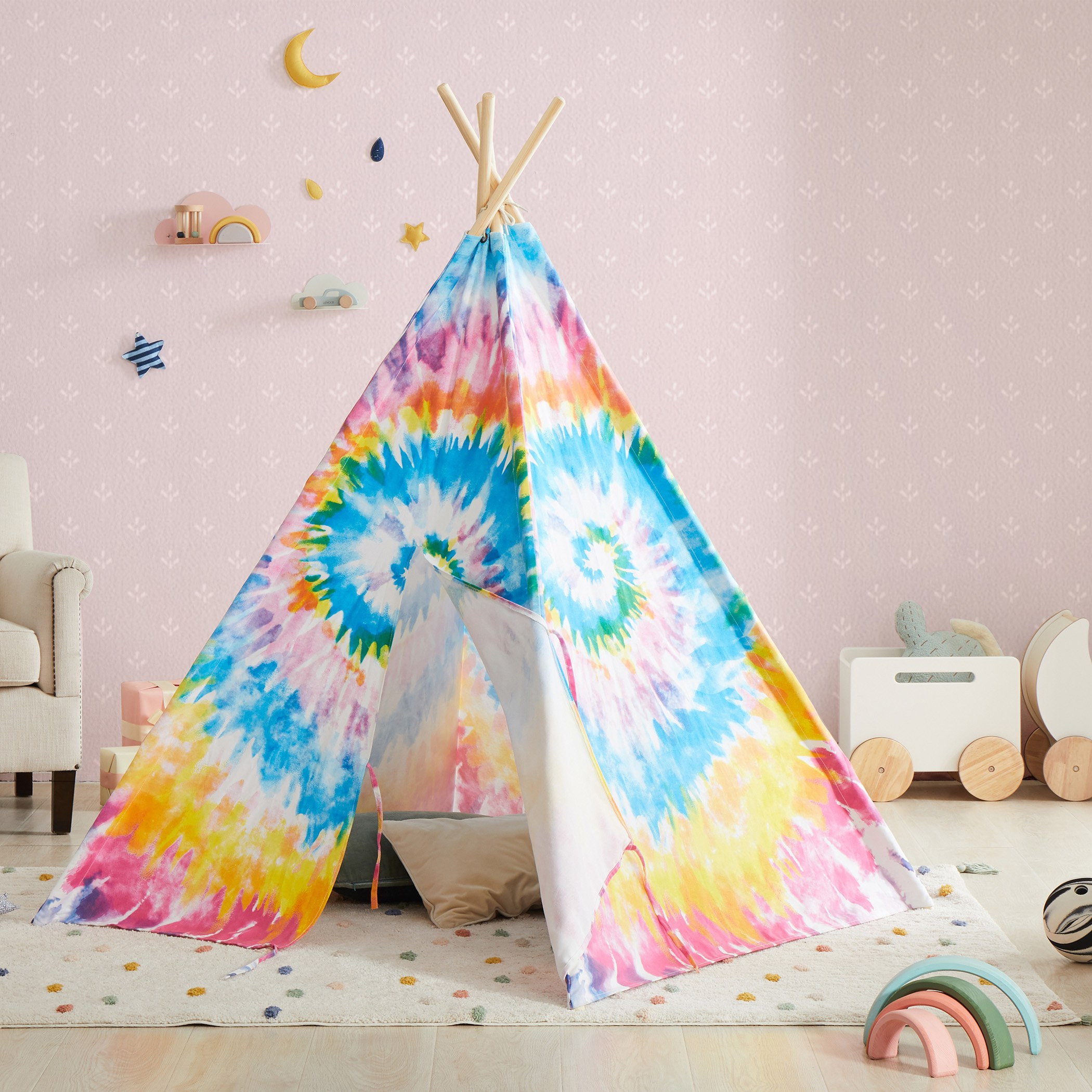 Tie-dye Style Teepee Tent - 110x110x162 cm-babyandkids-toys-teepeesandplaytents-image-3