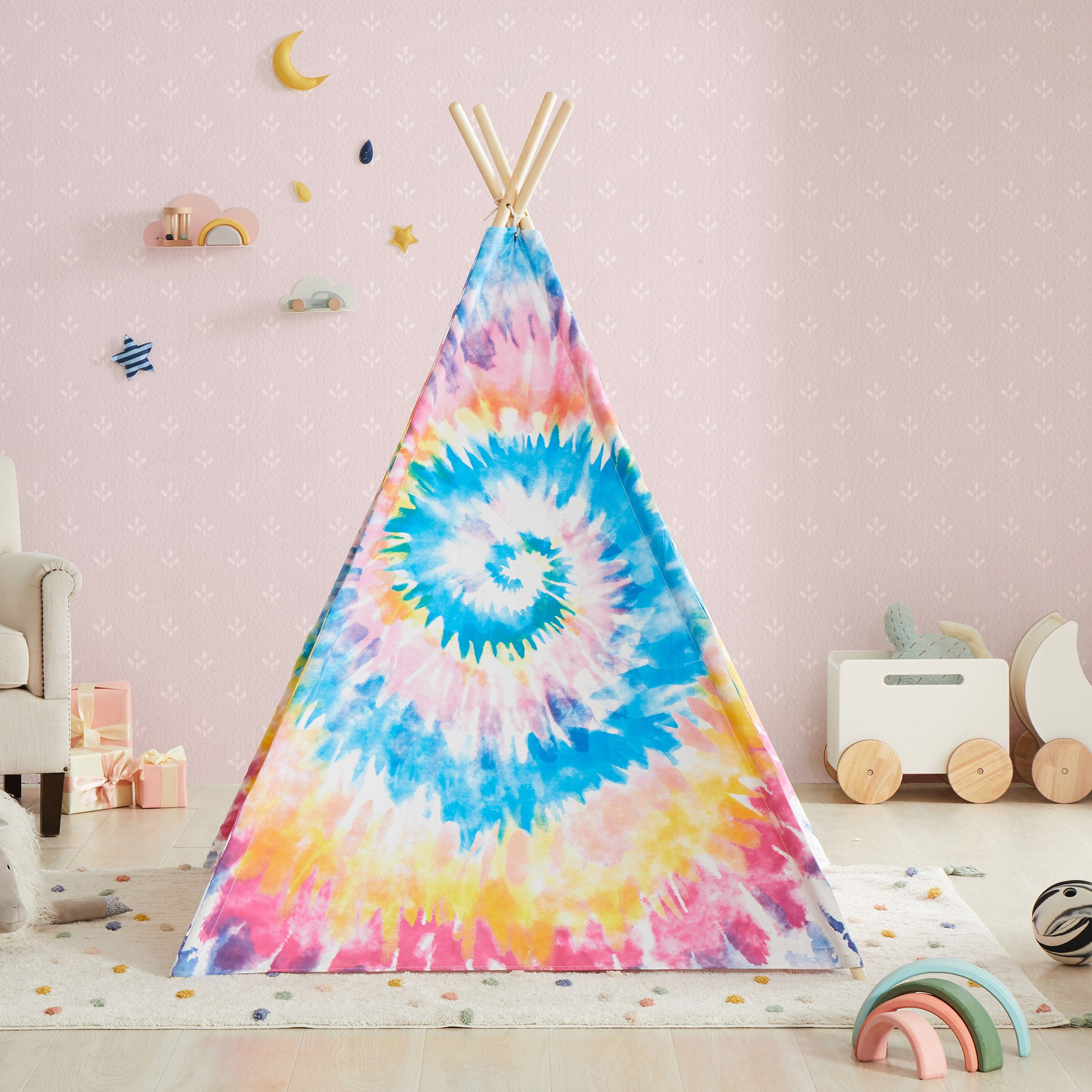 Tie-dye Style Teepee Tent - 110x110x162 cm-babyandkids-toys-teepeesandplaytents-image-4