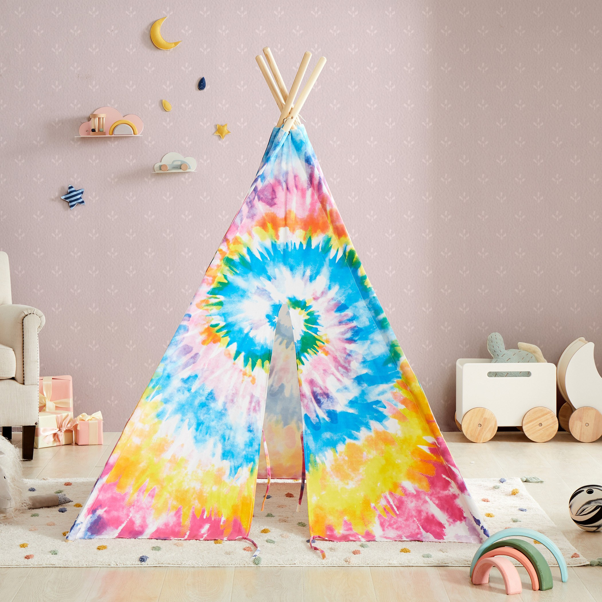 Tie-dye Style Teepee Tent - 110x110x162 cm-babyandkids-toys-teepeesandplaytents-image-5