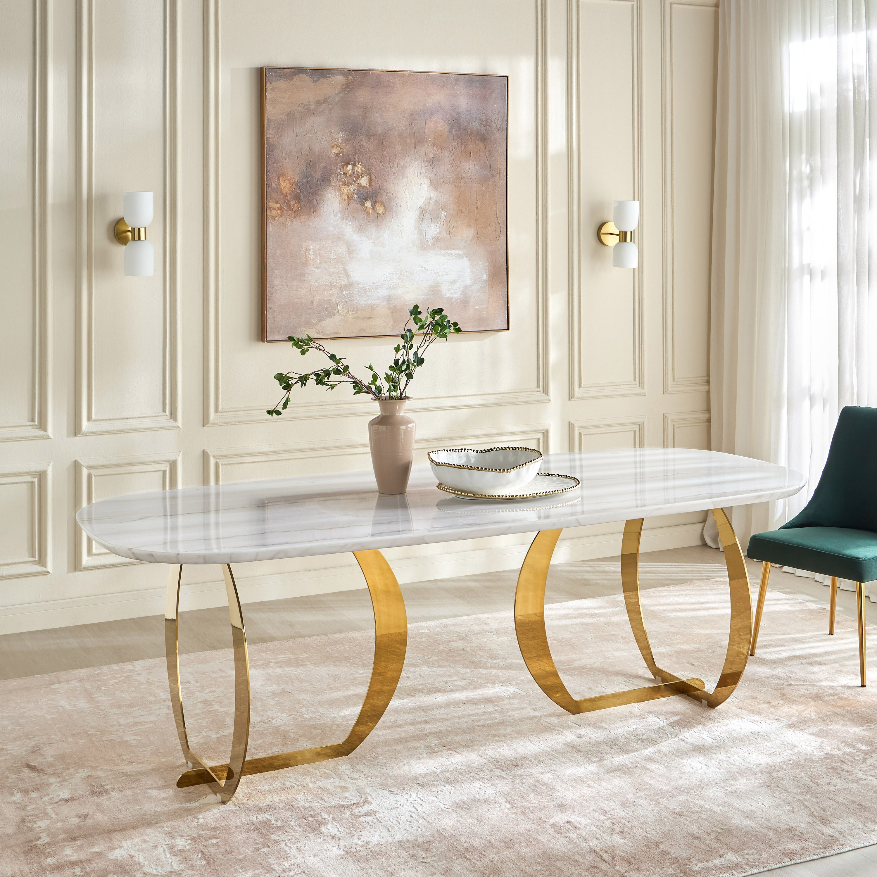 Corvino 8-Seater Marble Top Dining Table