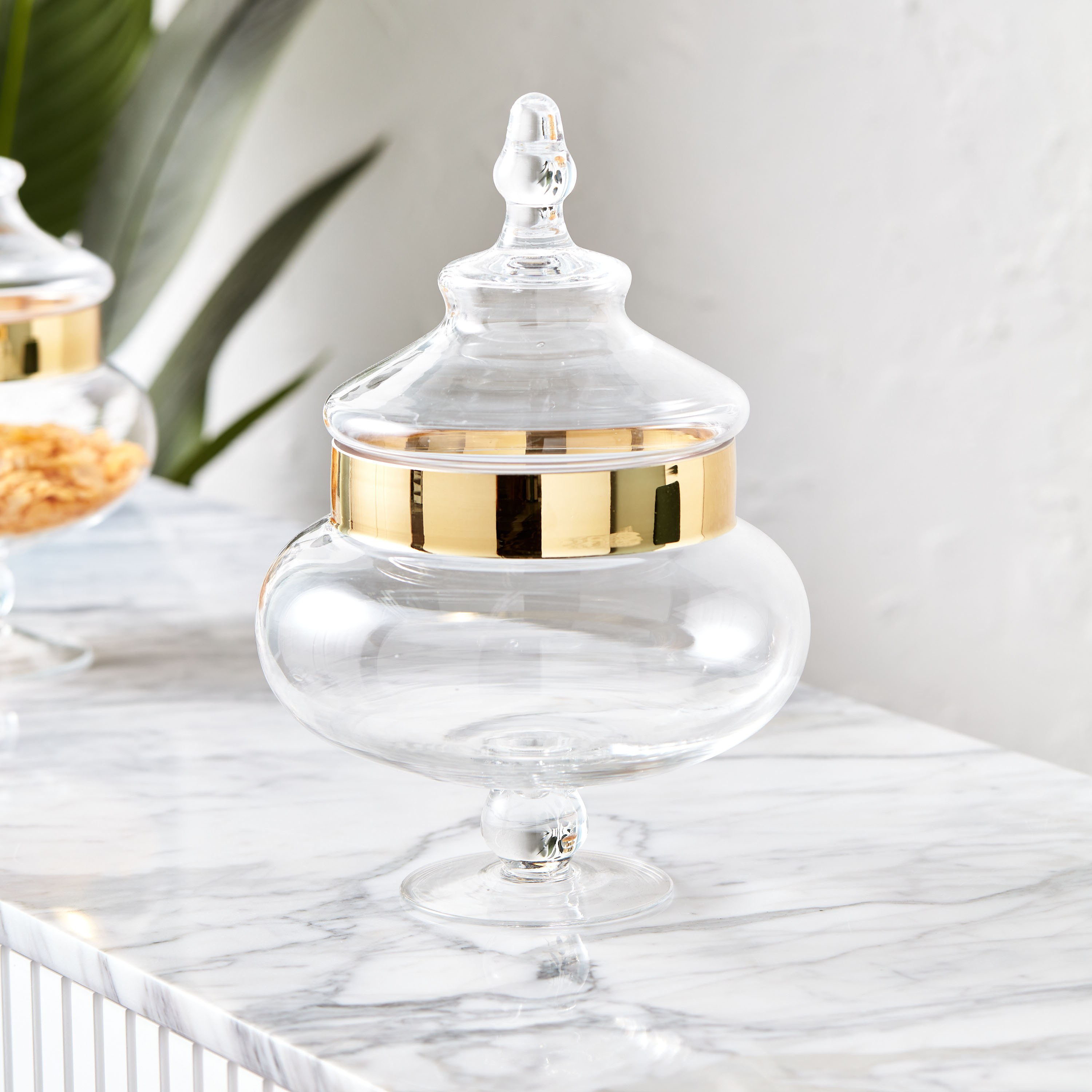 Mystical Storage Jar with Gold Rim - 2.2 L-household-kitchen-foodstorage-pantryandstorage-image-1