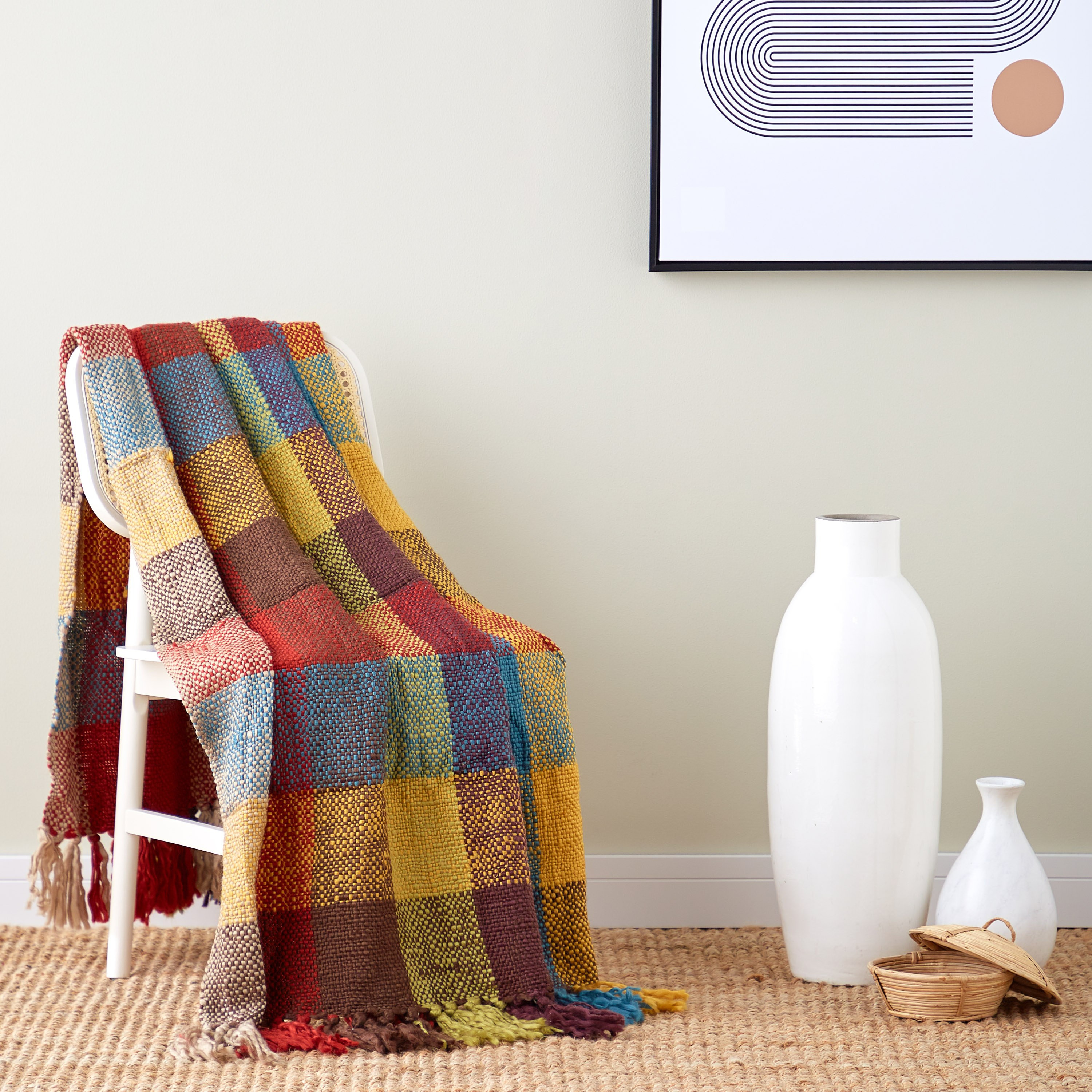 Chunky Plaid Throw - 130x170 cm-household-cushionsandthrows-throwsandblankets-throws-image-1