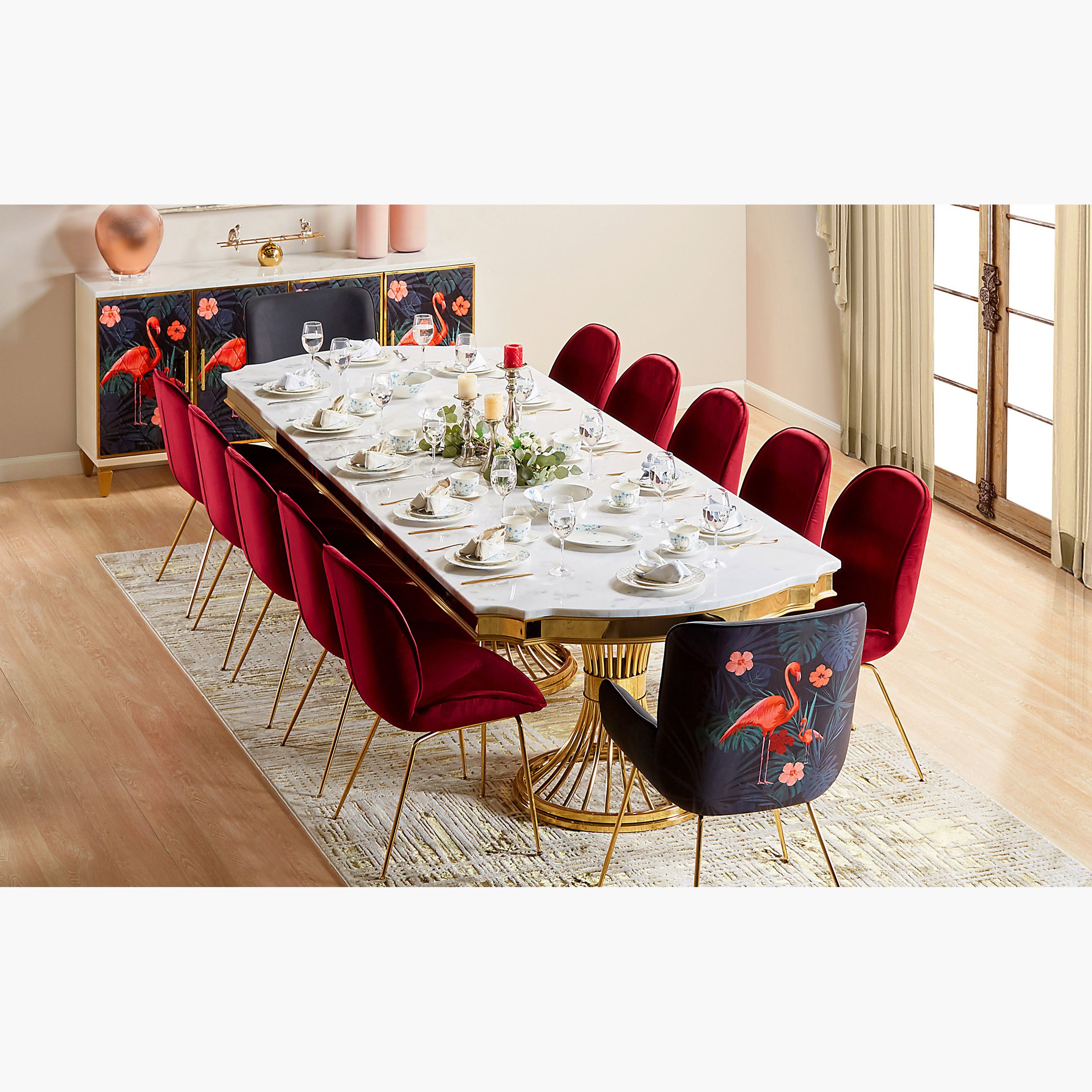 Shop Cesena 12 Seater Marble Top Dining Table Online Home Centre UAE