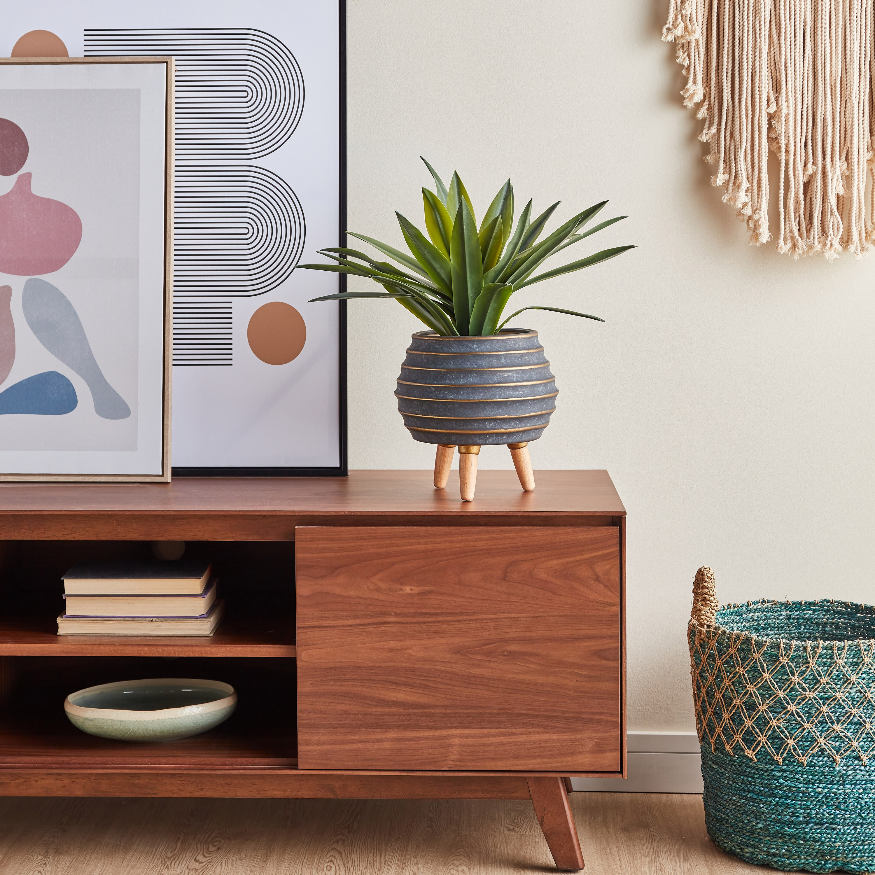 Ceramic Planter with Wooden Legs - 25 cm-household-gardenandoutdoor-potsandplanters-planters-image-4