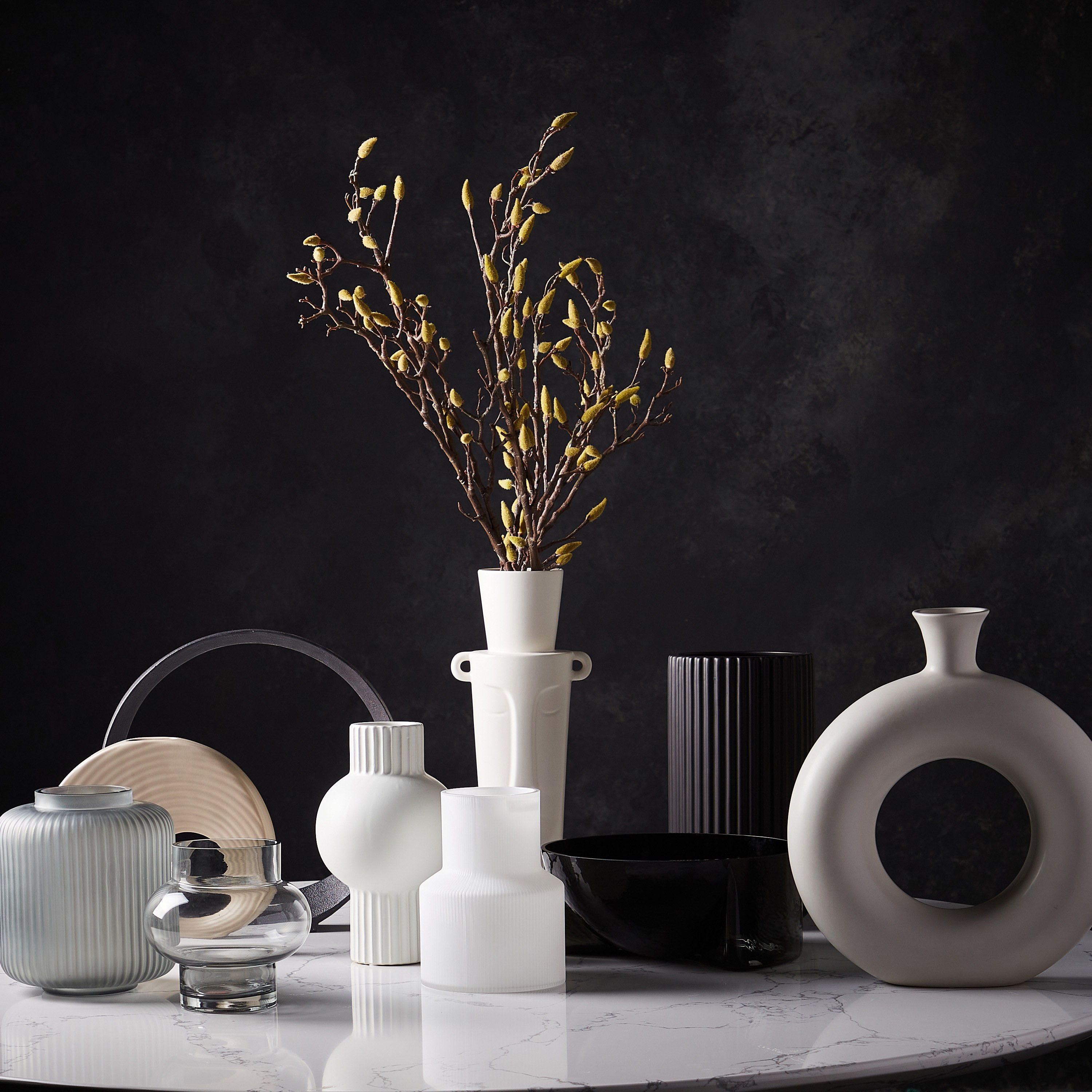 Modern Monochrome Reign Ceramic Vase - 36 cm-household-decor-vasesandbowls-image-5