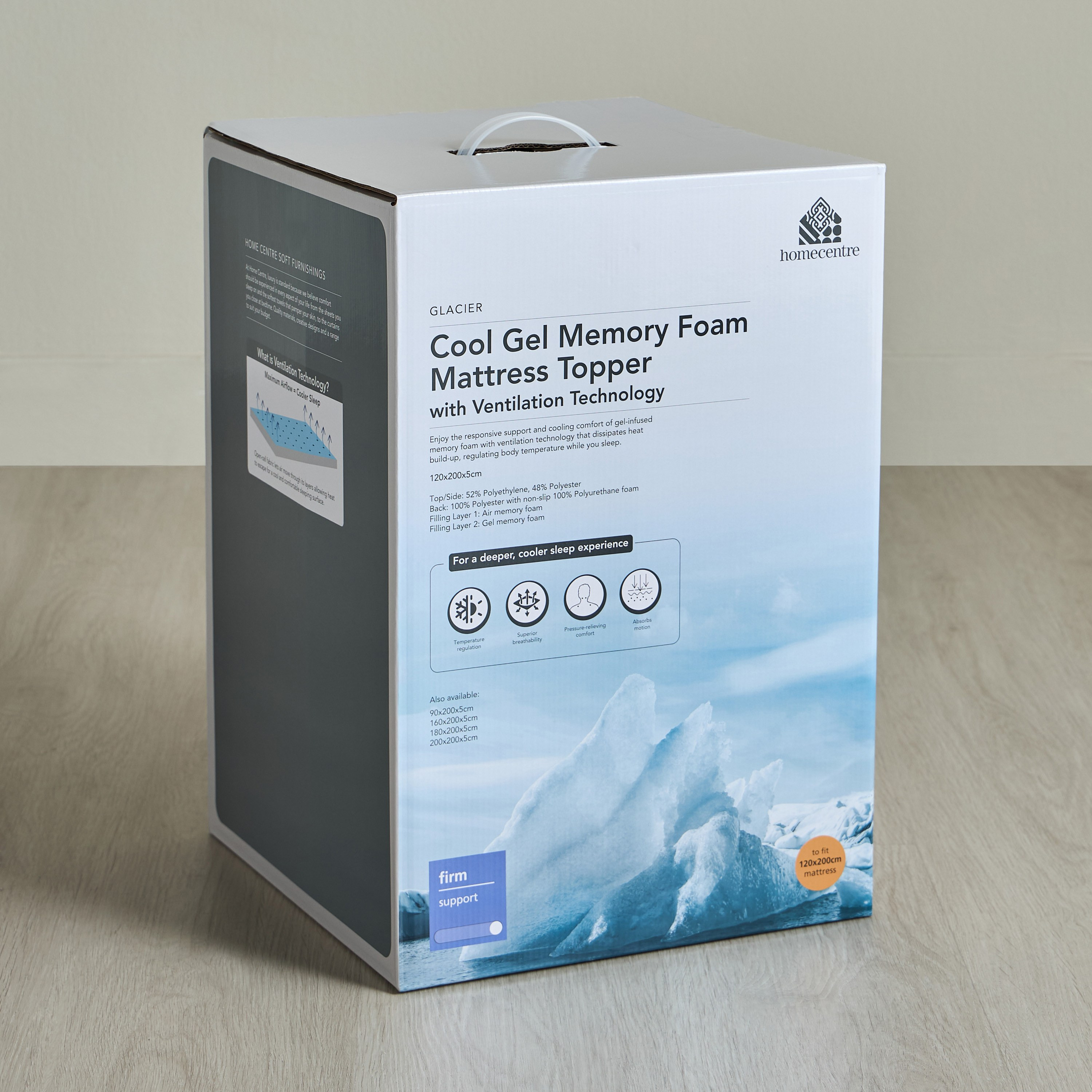 Glacier Cool Full Gel Memory Foam Topper - 120x200x5 cm-household-bedding-mattresstoppersandprotectors-mattresstoppers-image-5