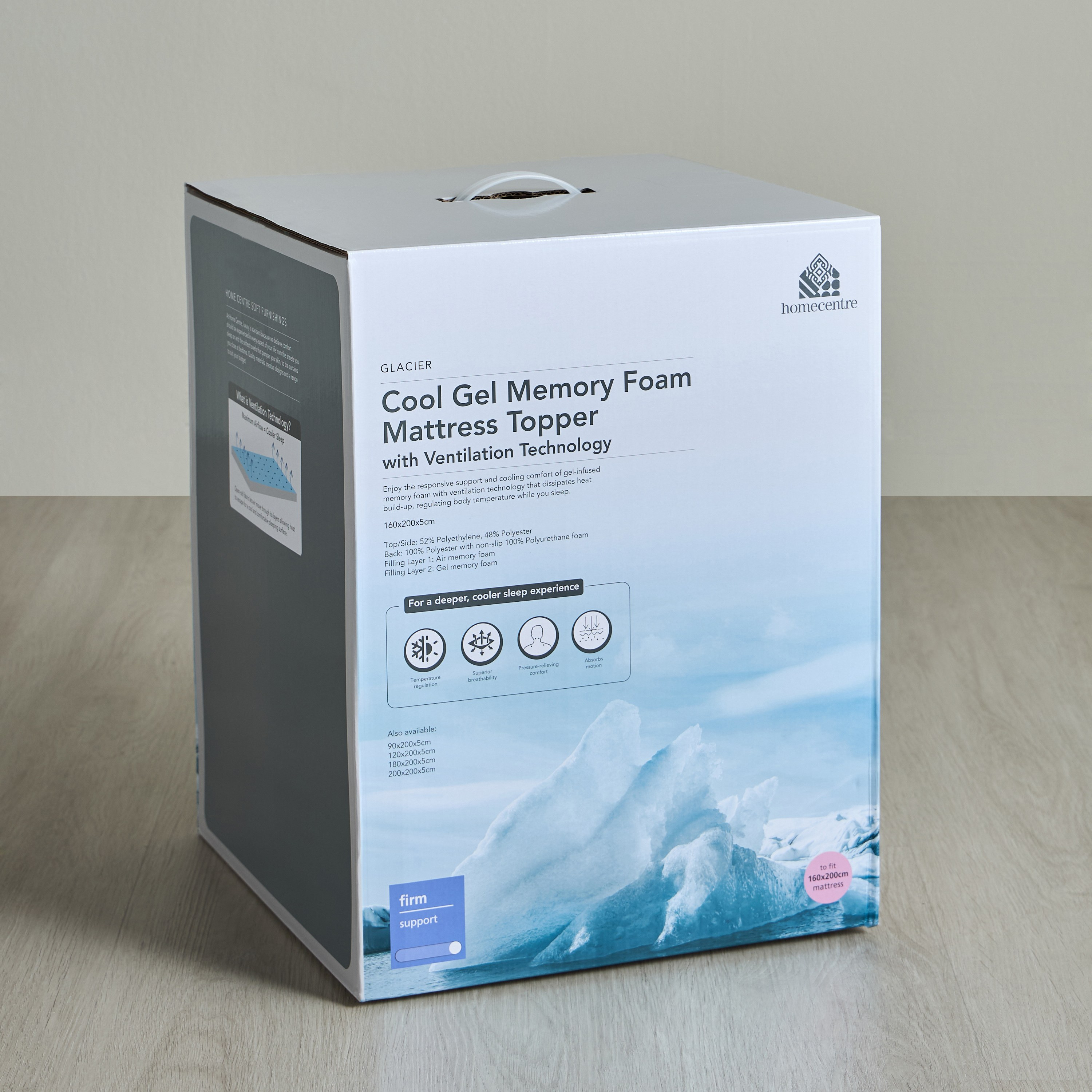 Glacier Cool Queen Gel Memory Foam Topper - 160x200x5 cm-household-bedding-mattresstoppersandprotectors-mattresstoppers-image-5