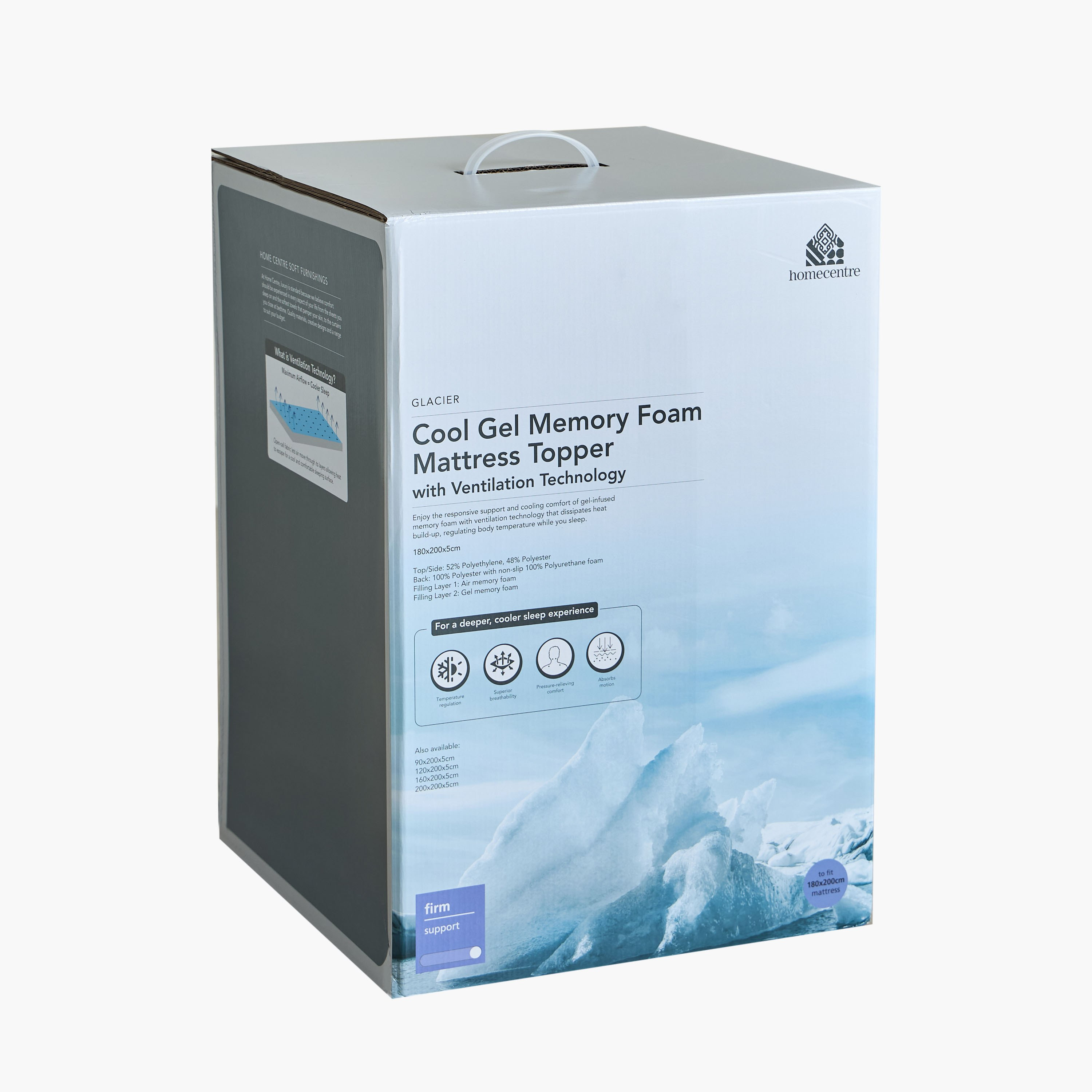 Glacier Cool King Gel Memory Foam Topper - 180x200x5 cm-household-bedding-mattresstoppersandprotectors-mattresstoppers-image-5