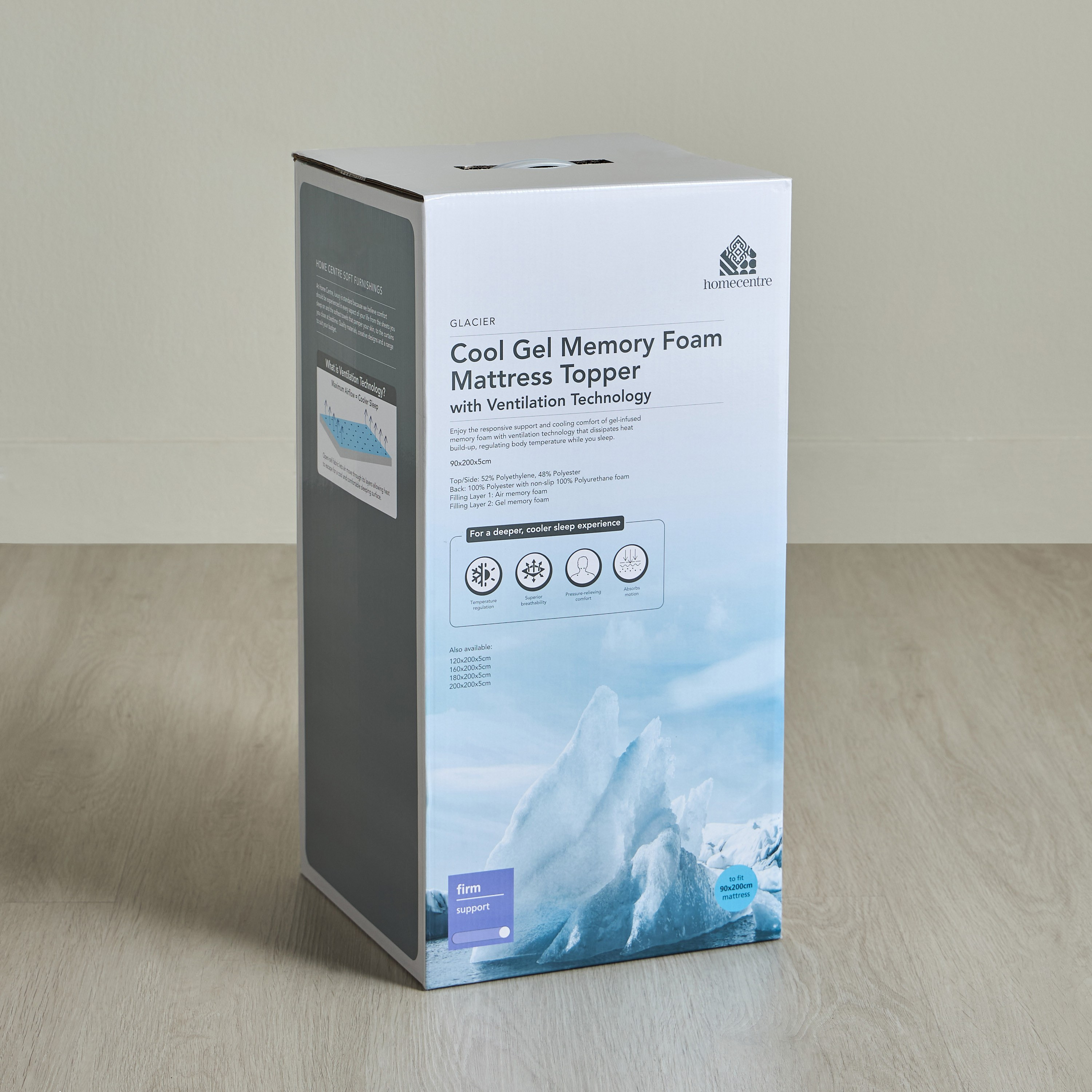 Glacier Cool Single Gel Memory Foam Mattress Topper - 90x200x5 cm-household-bedding-mattresstoppersandprotectors-mattresstoppers-image-5