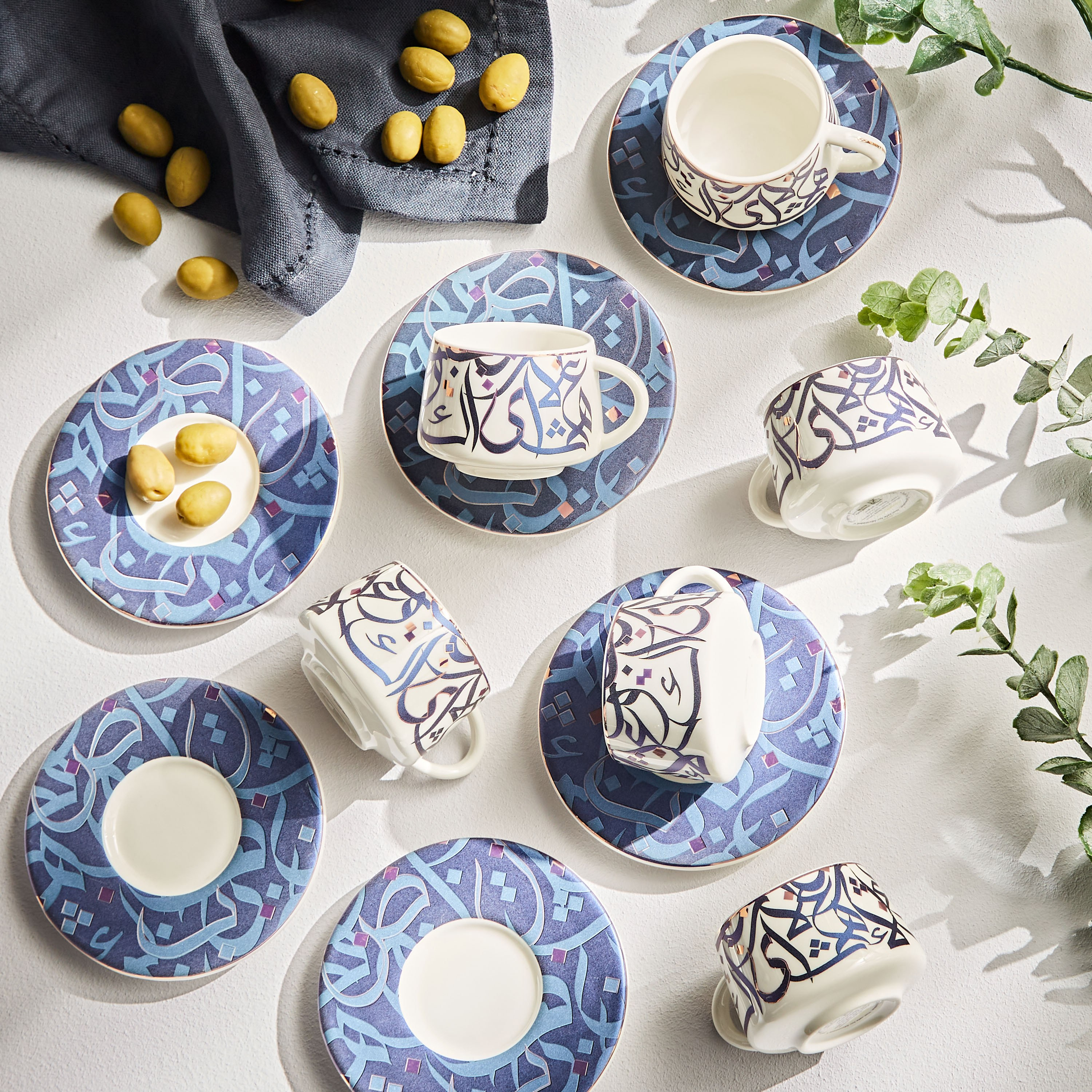 Zen 12-Piece Bone China Espresso Set - 80 ml, Serves 6