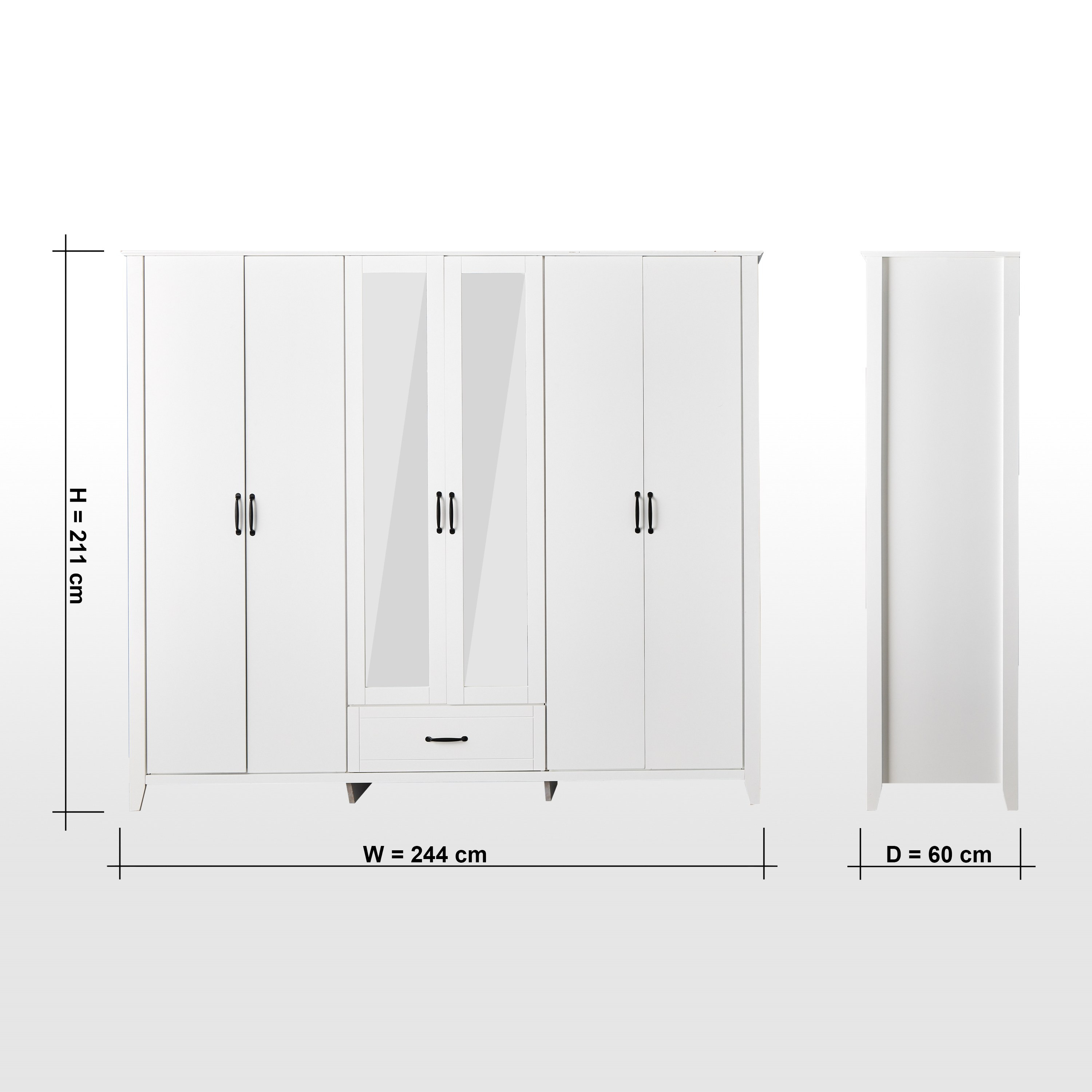 | خزانة ملابس 6 أبواب بأدراج - ويسلي
