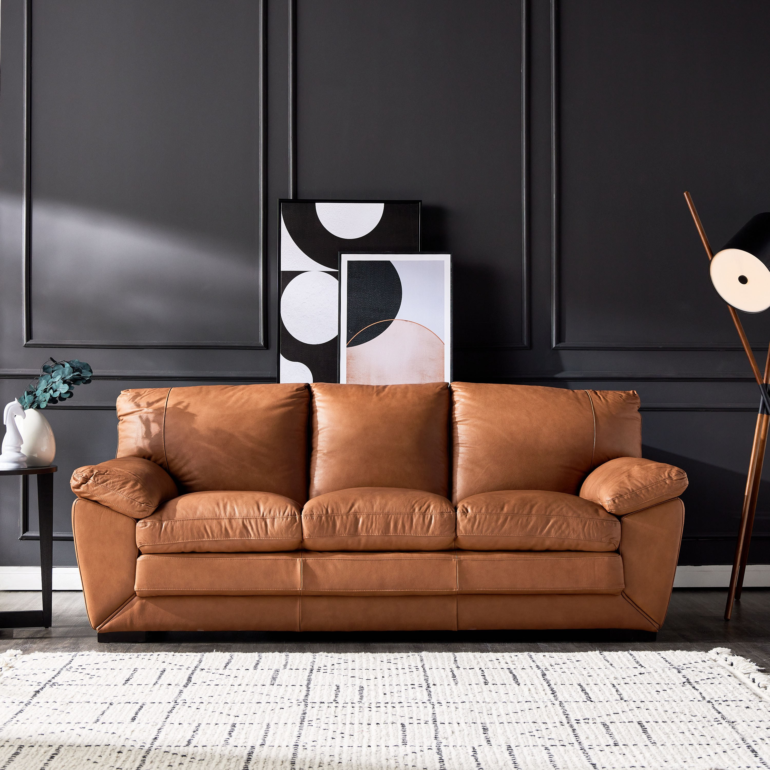 Honey leather deals sofa