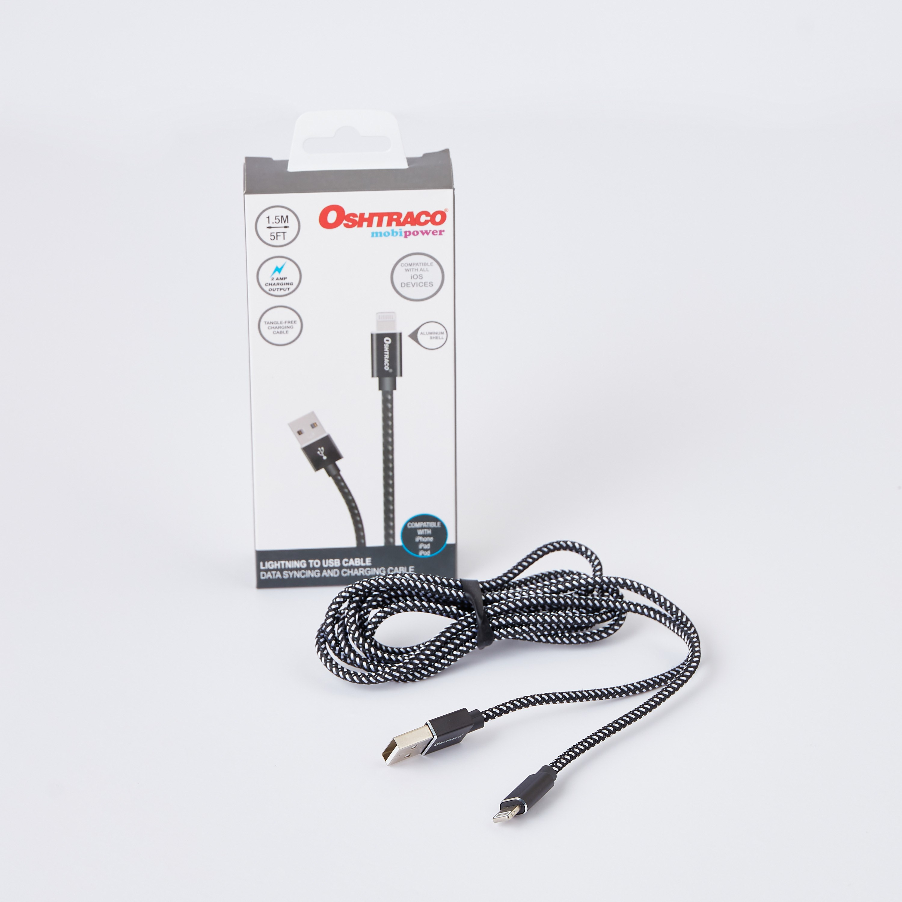 Oshtraco USB to iOS Charging Cable - 1.5 m-household-storage-storagesolutions-mediastorage-image-1