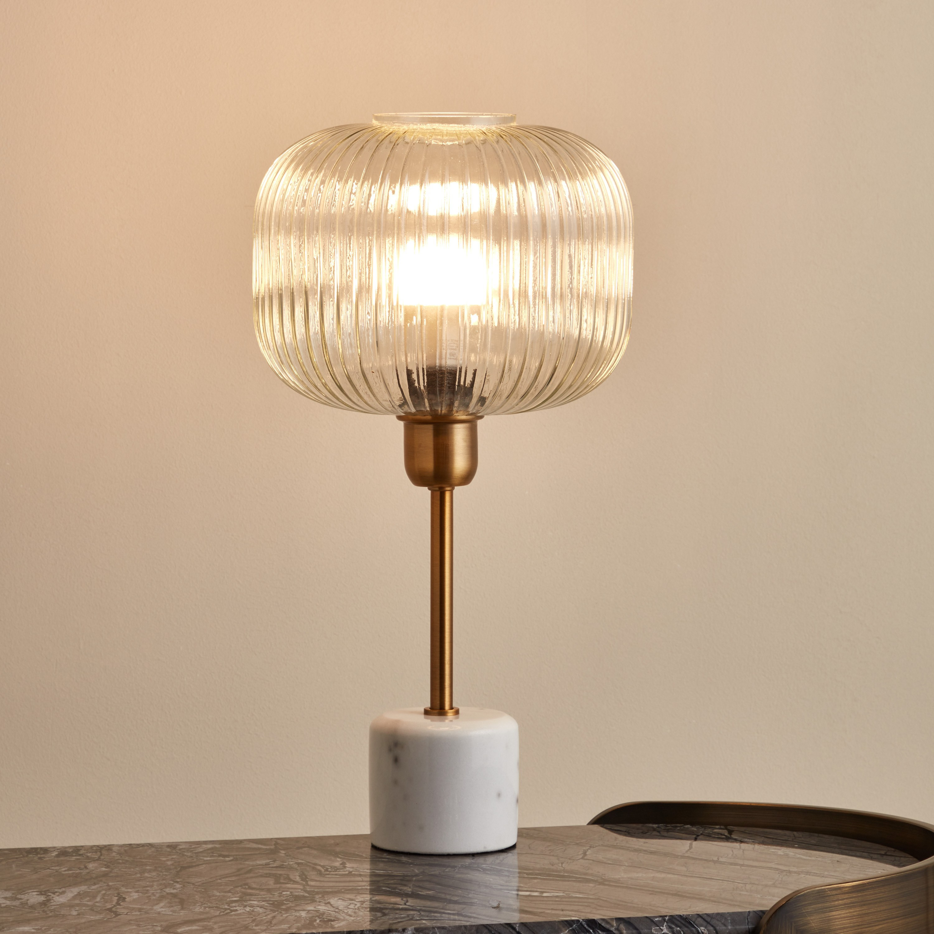 Ribbed glass deals table lamp