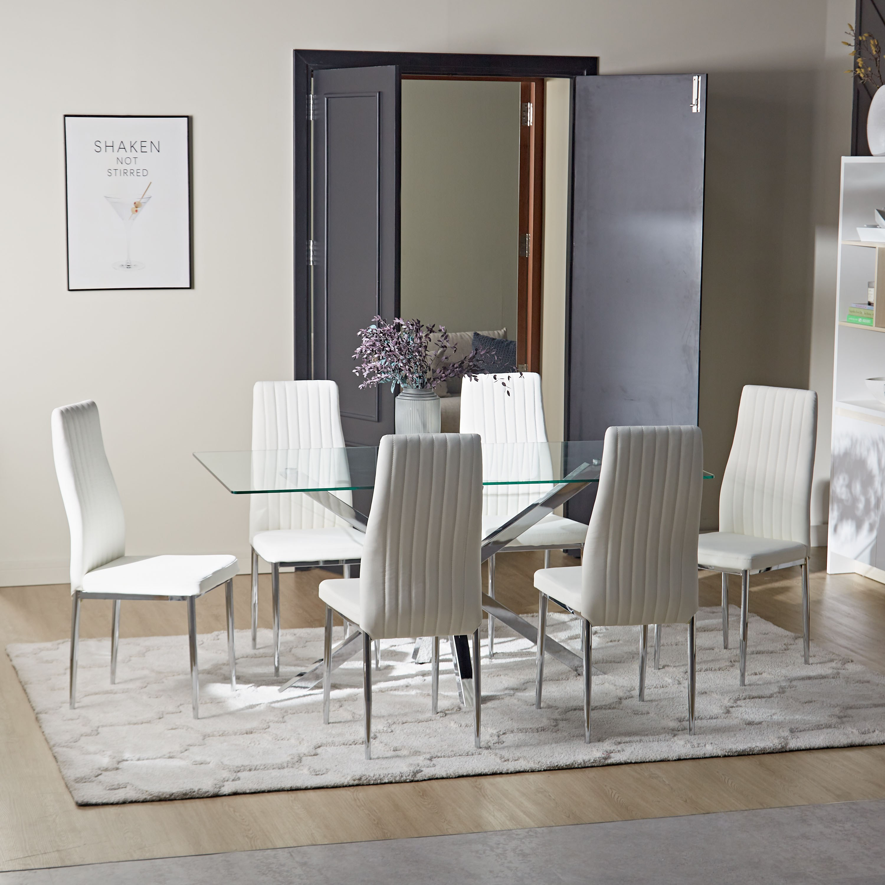 6 person deals glass dining table