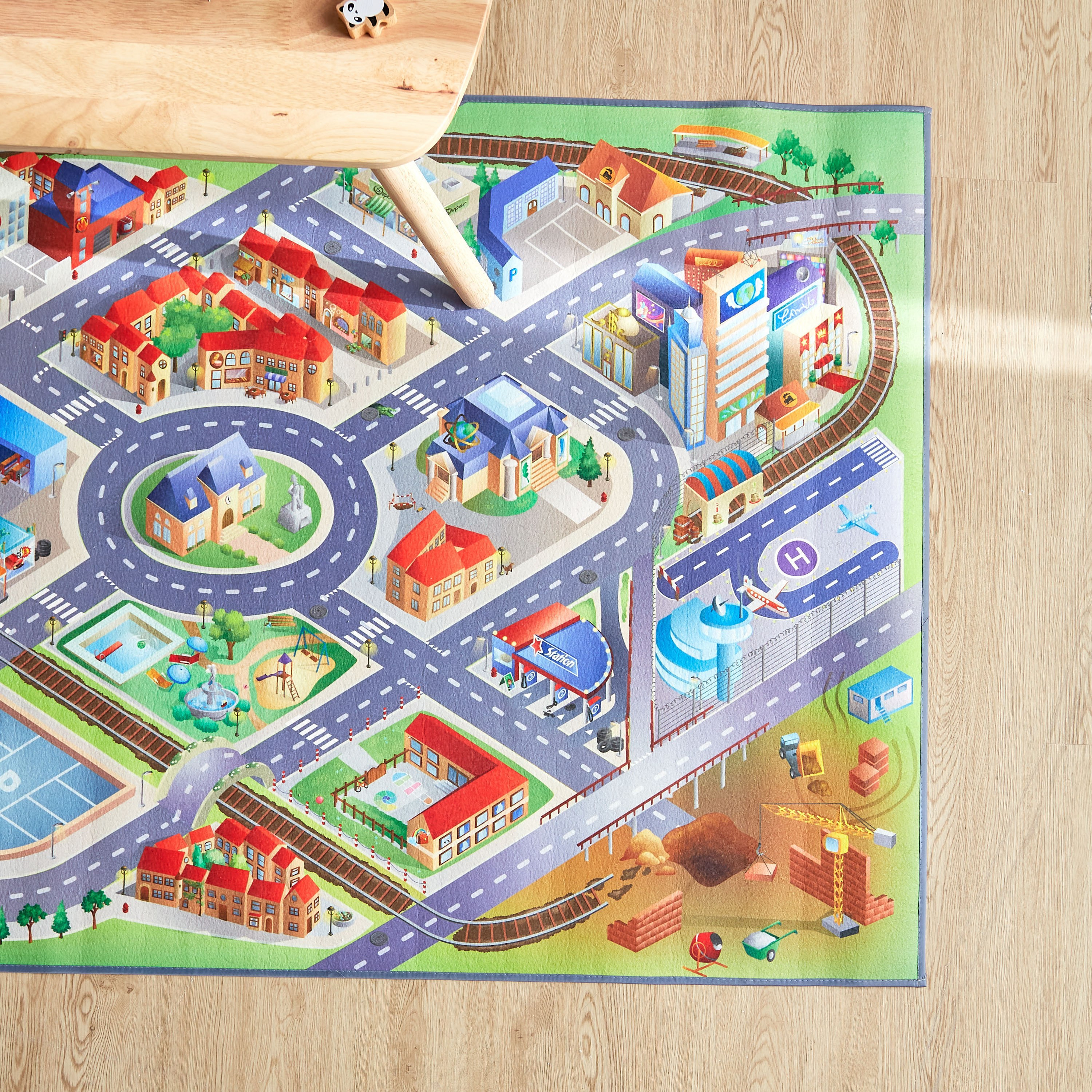 بساط لعب غير قابل للانزلاق بتصميم مدينة كبيرة - 100x150 سم-babyandkids-rugsandcarpets-playmats-image-1