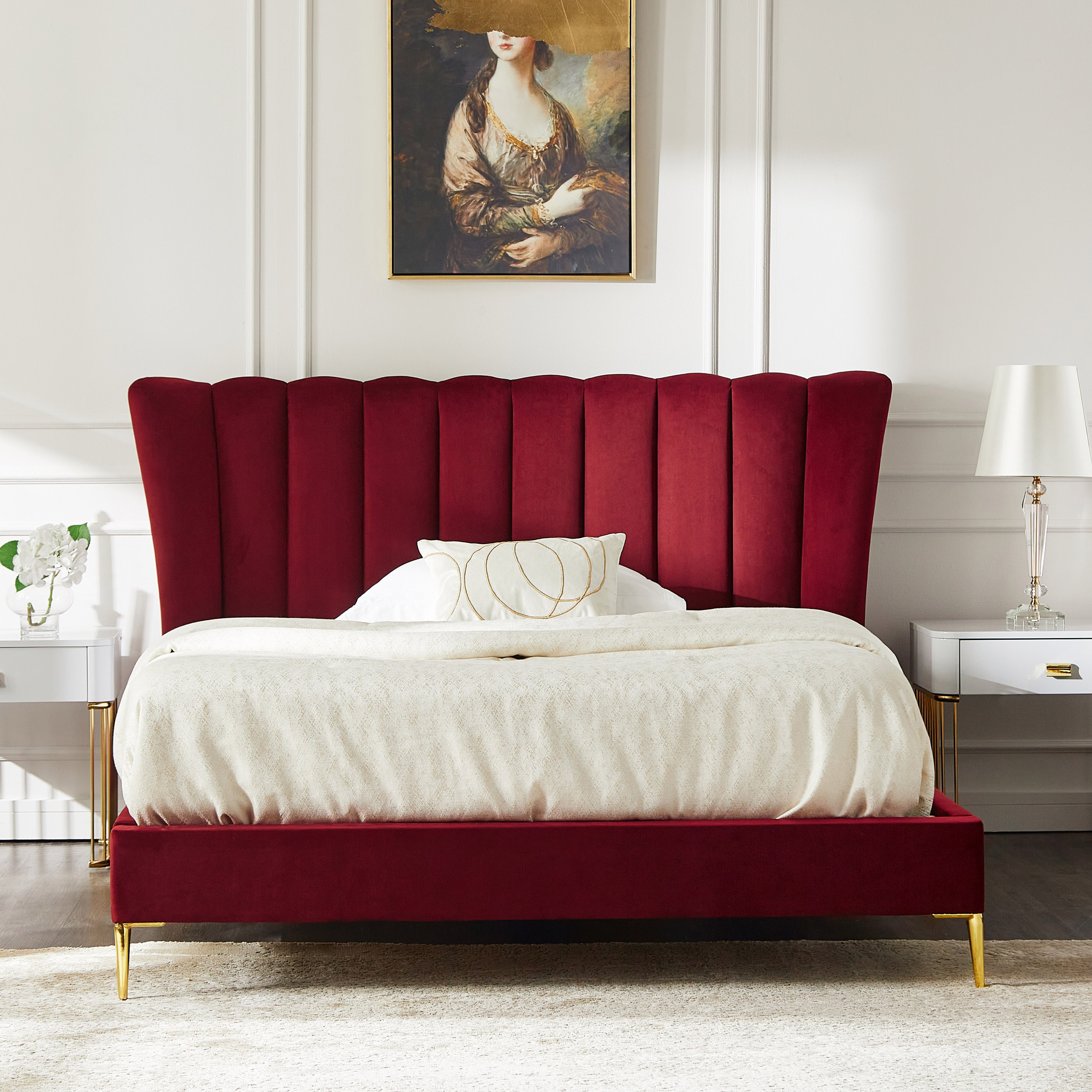 Rippled queen on sale upholstered bed