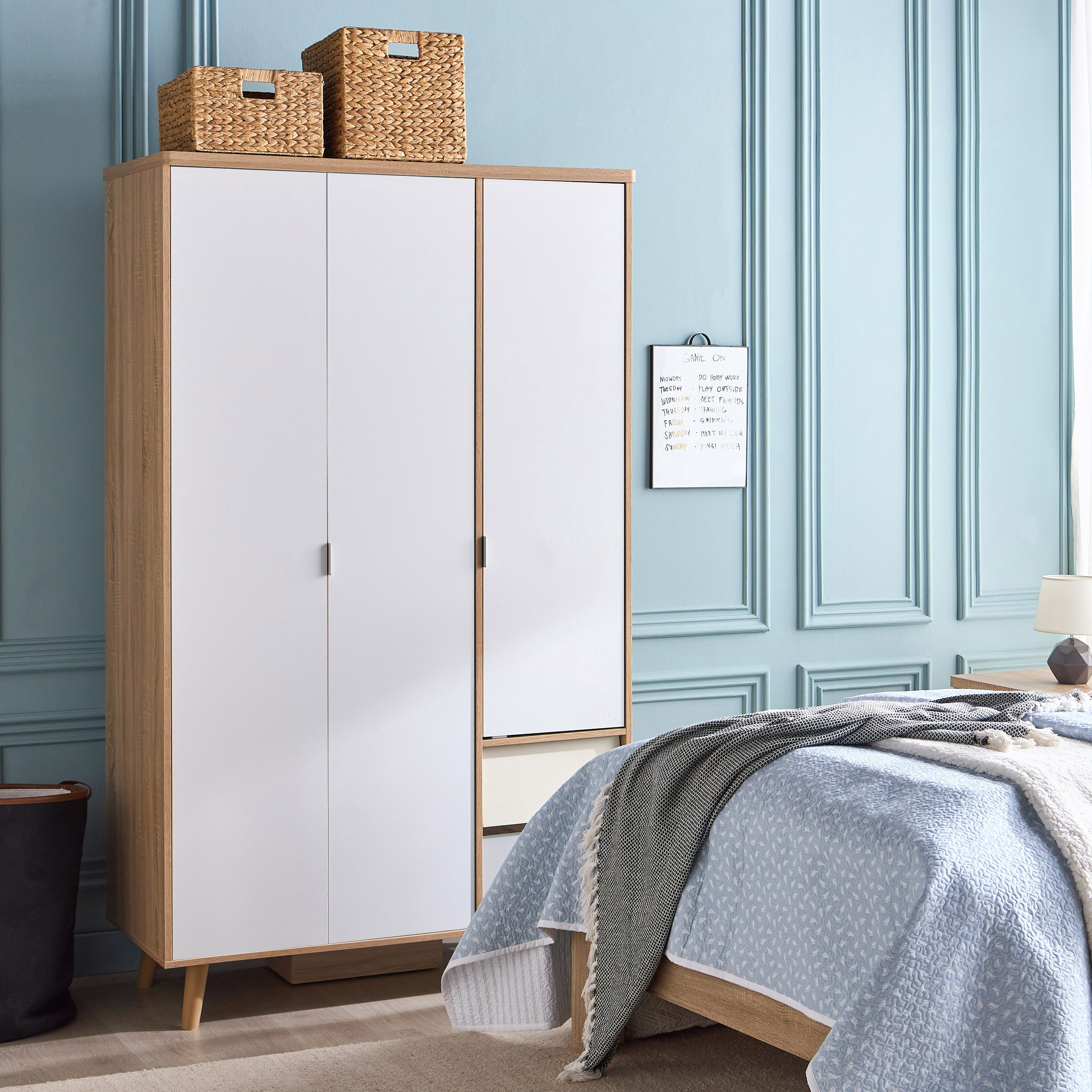 خزانة ملابس 3 أبواب بأدراج - سكاندي-babyandkids-roomfurniture-wardrobes-image-10