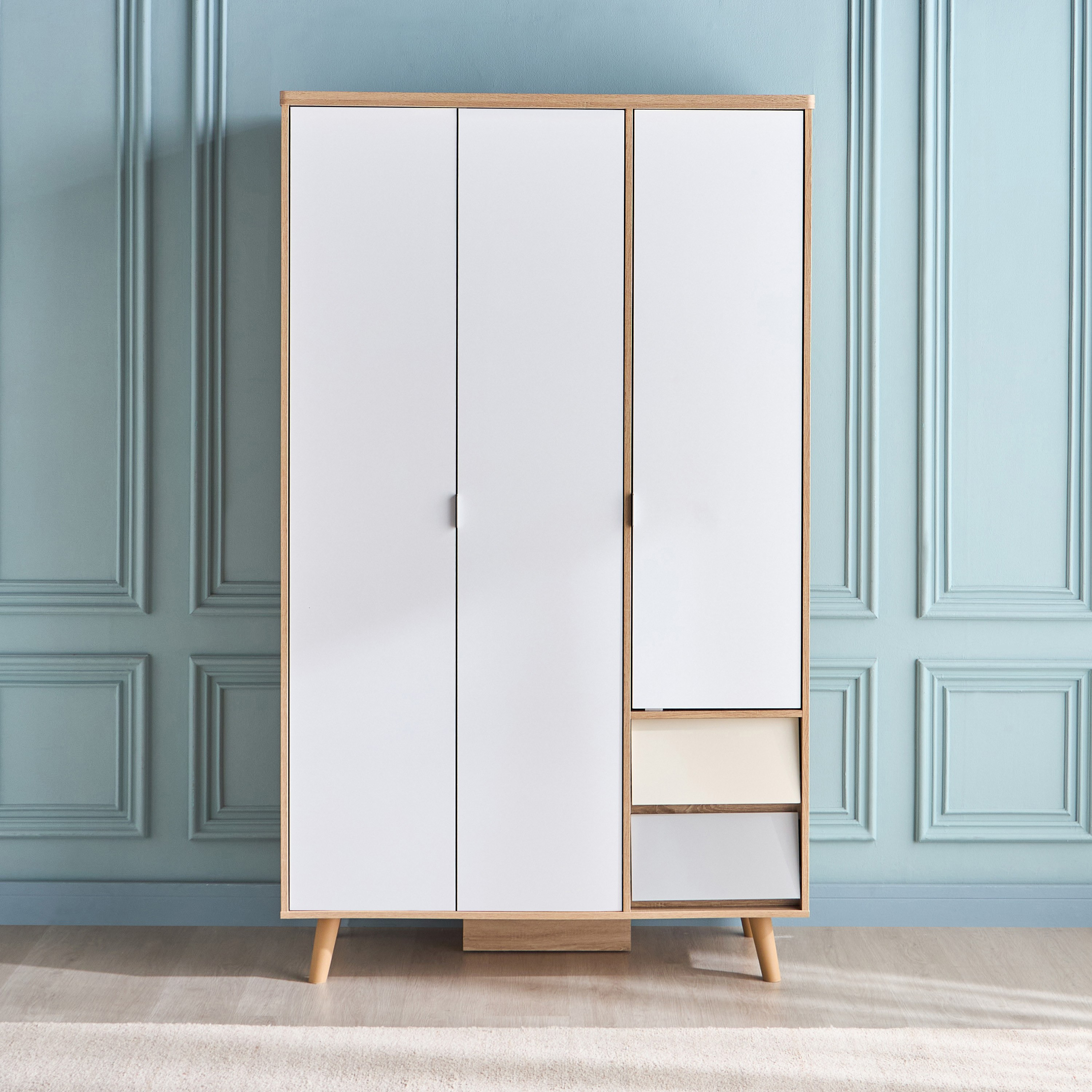 خزانة ملابس 3 أبواب بأدراج - سكاندي-babyandkids-roomfurniture-wardrobes-image-2