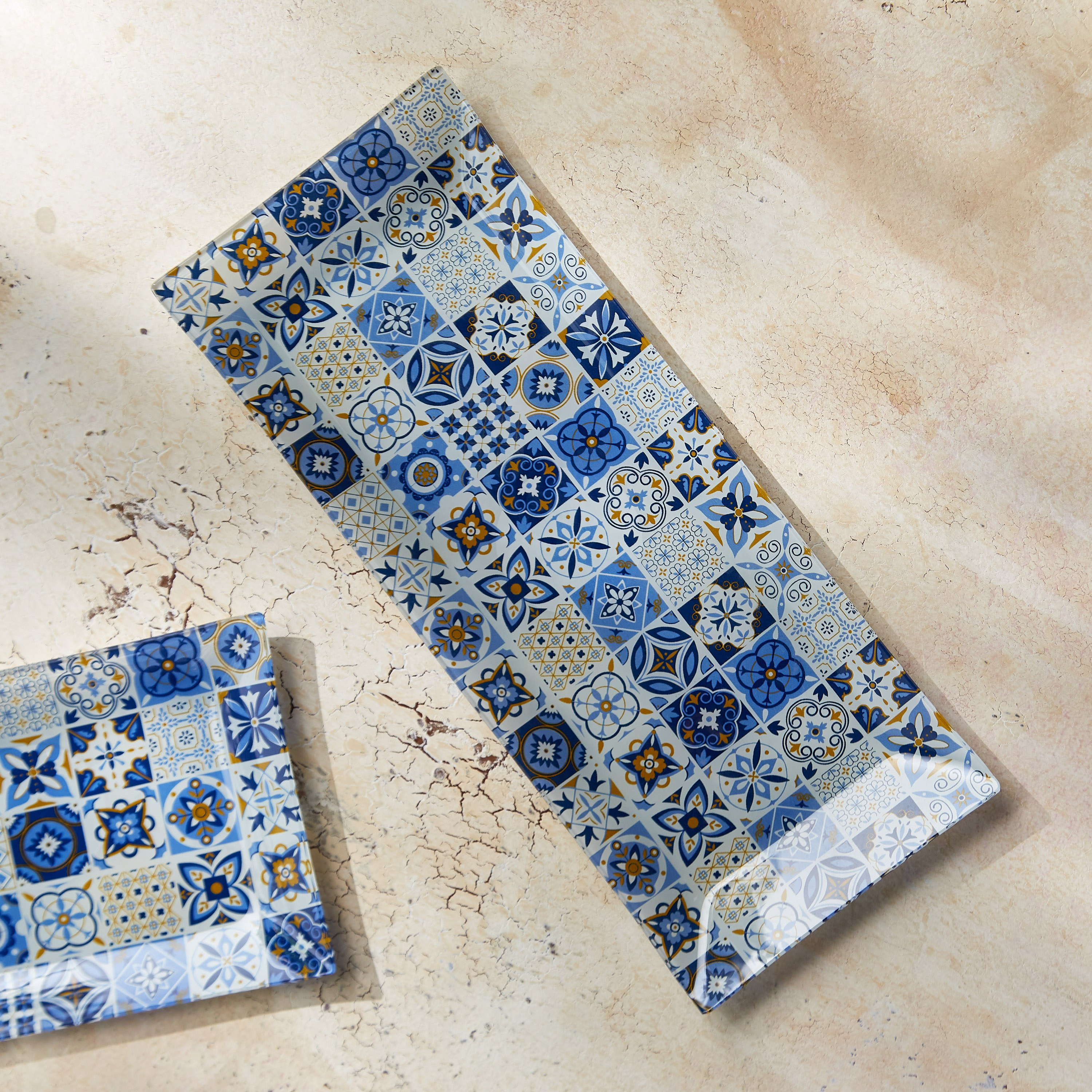 Shop Tile Glass Serving Tray Online Home centre UAE