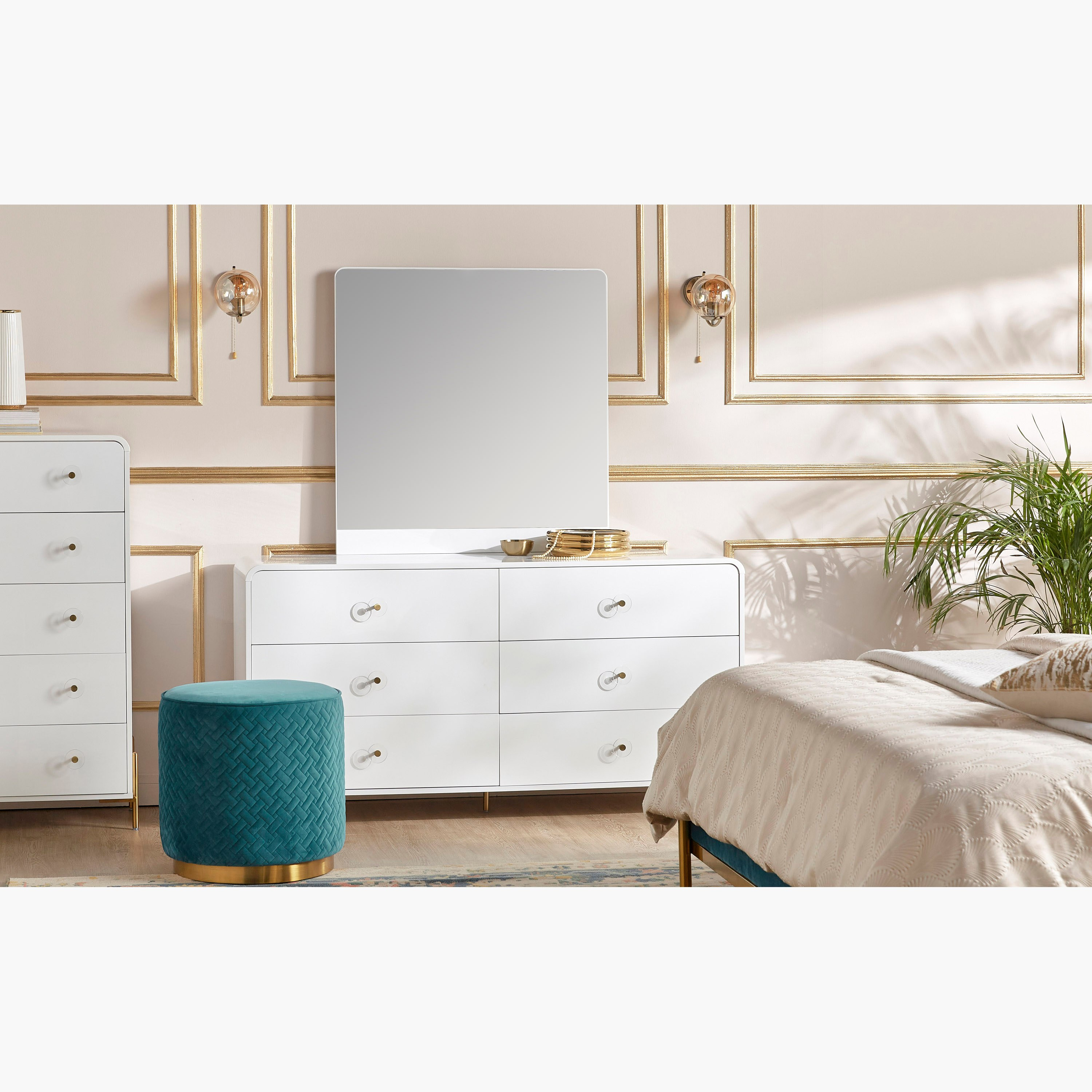 White and deals gold dresser set