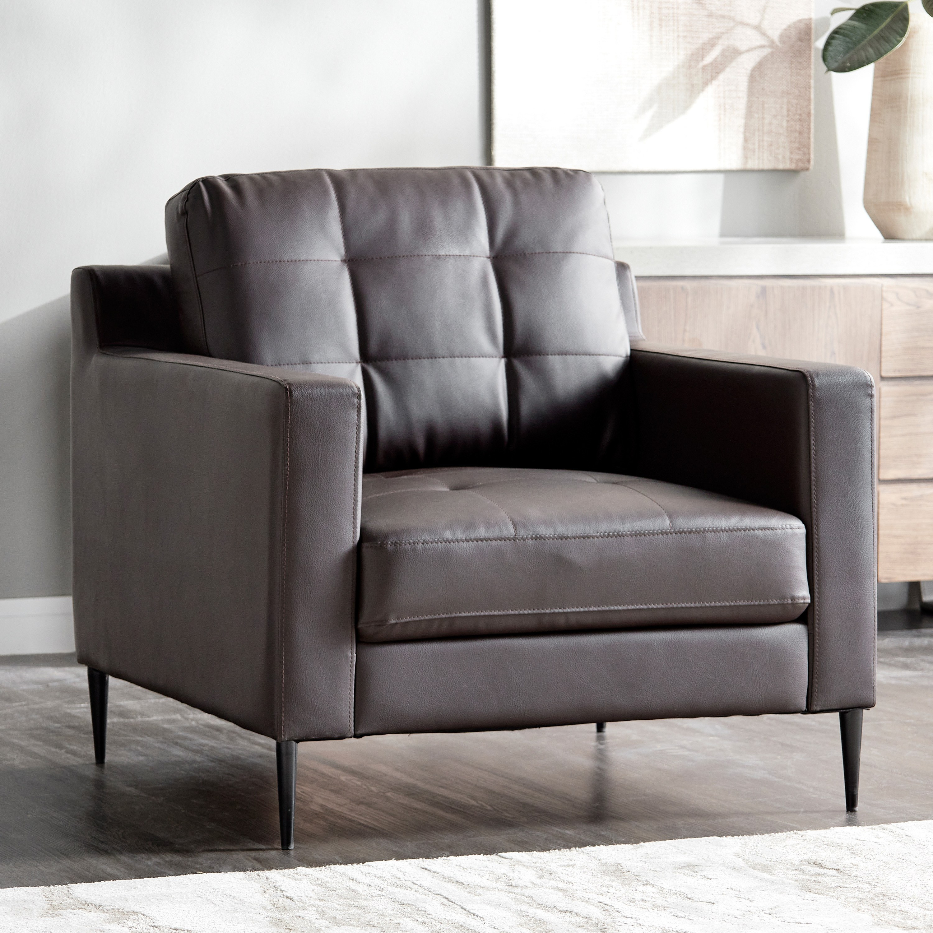 Faux deals leather armchair