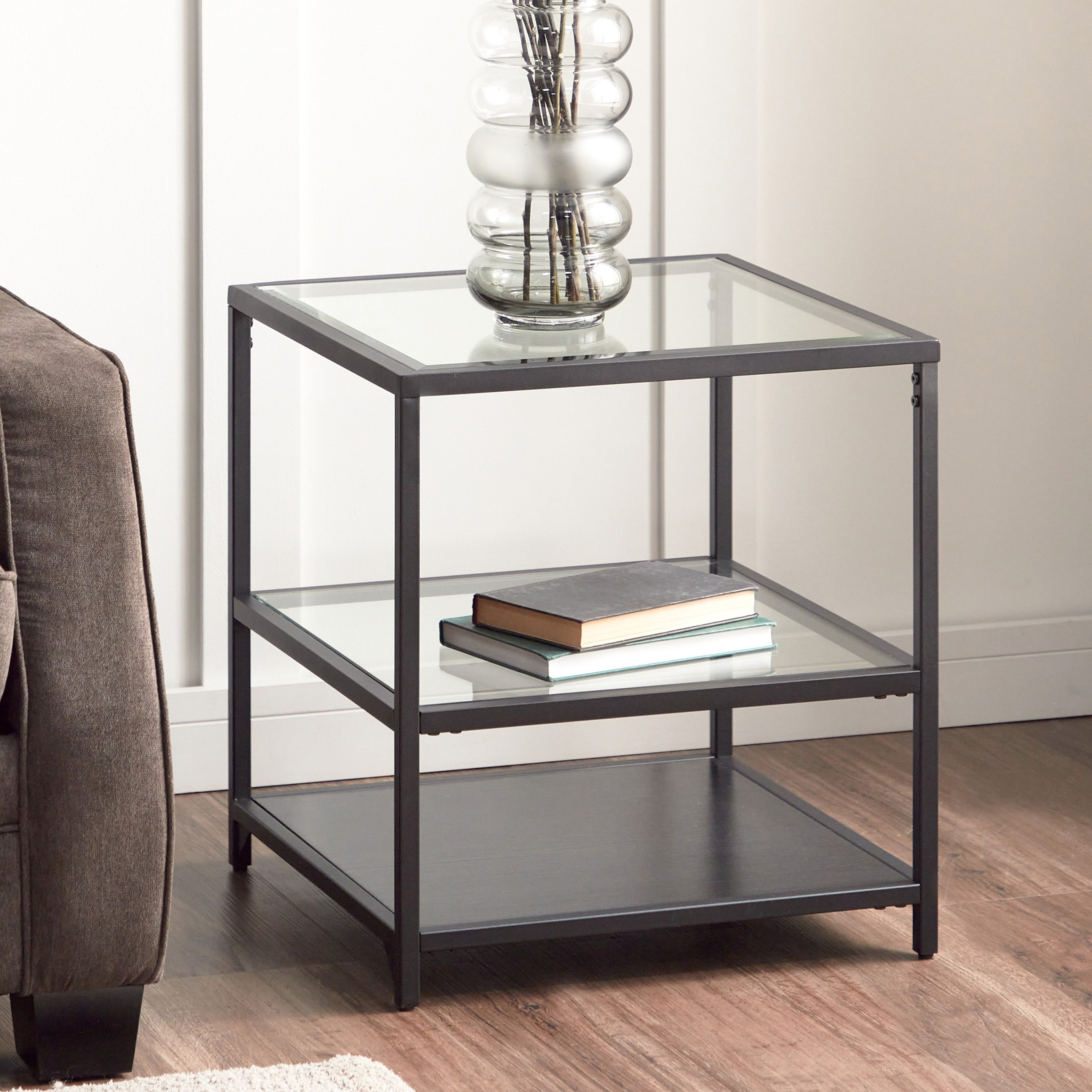 Brampton Glass Top Side Table