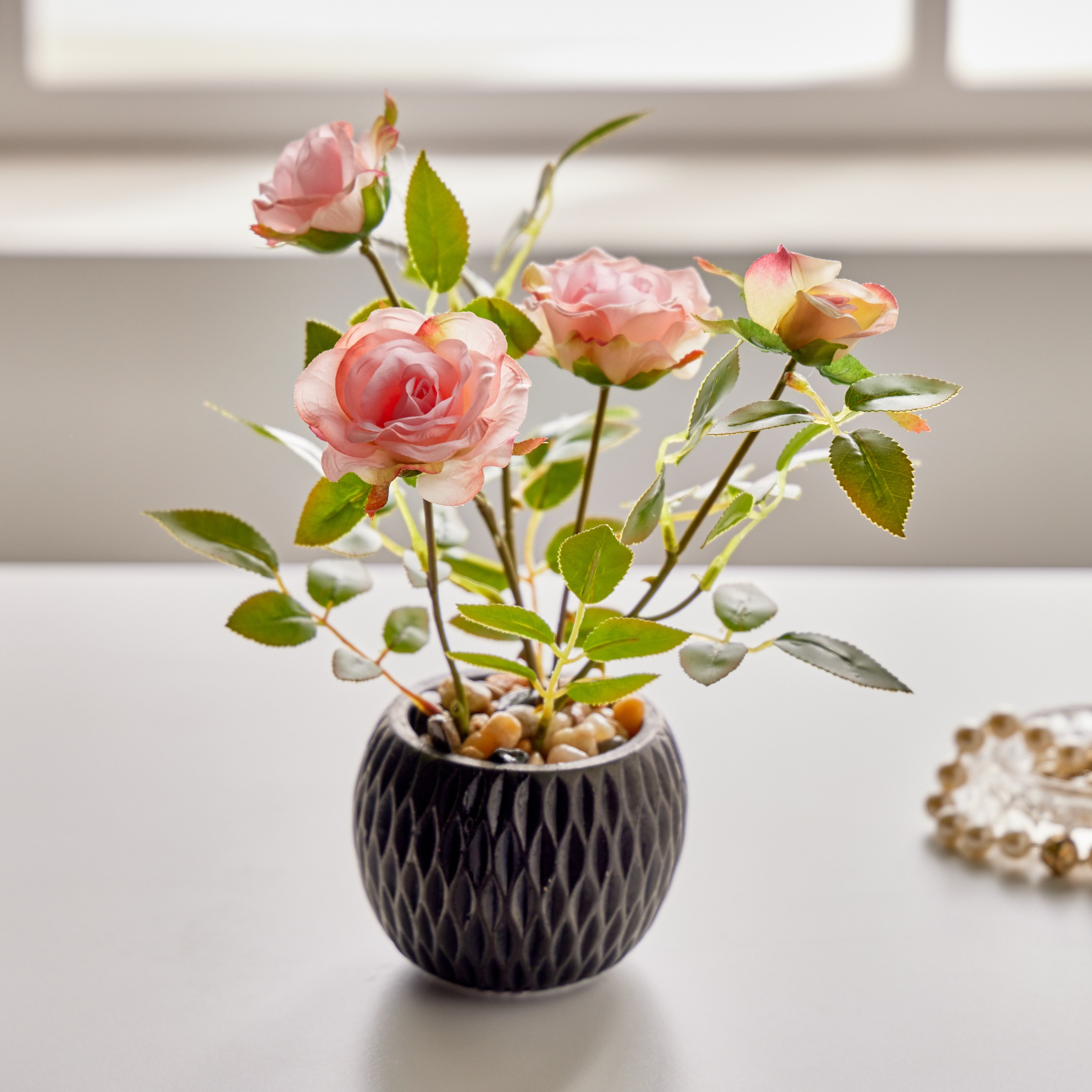 Rose with Pot - 37 cm-household-gardenandoutdoor-artificialflowersandplants-flowers-image-2