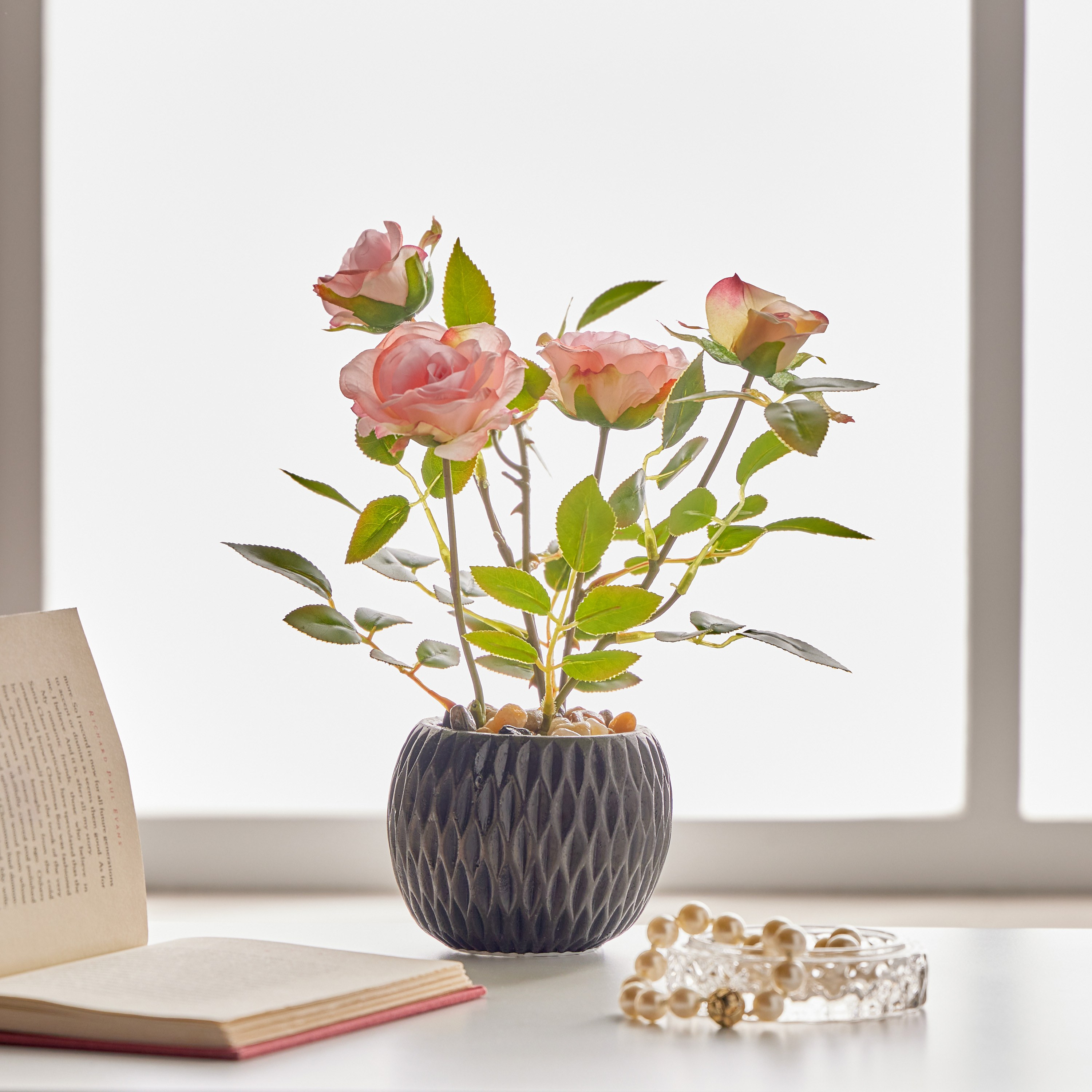 Rose with Pot - 37 cm-household-gardenandoutdoor-artificialflowersandplants-flowers-image-4