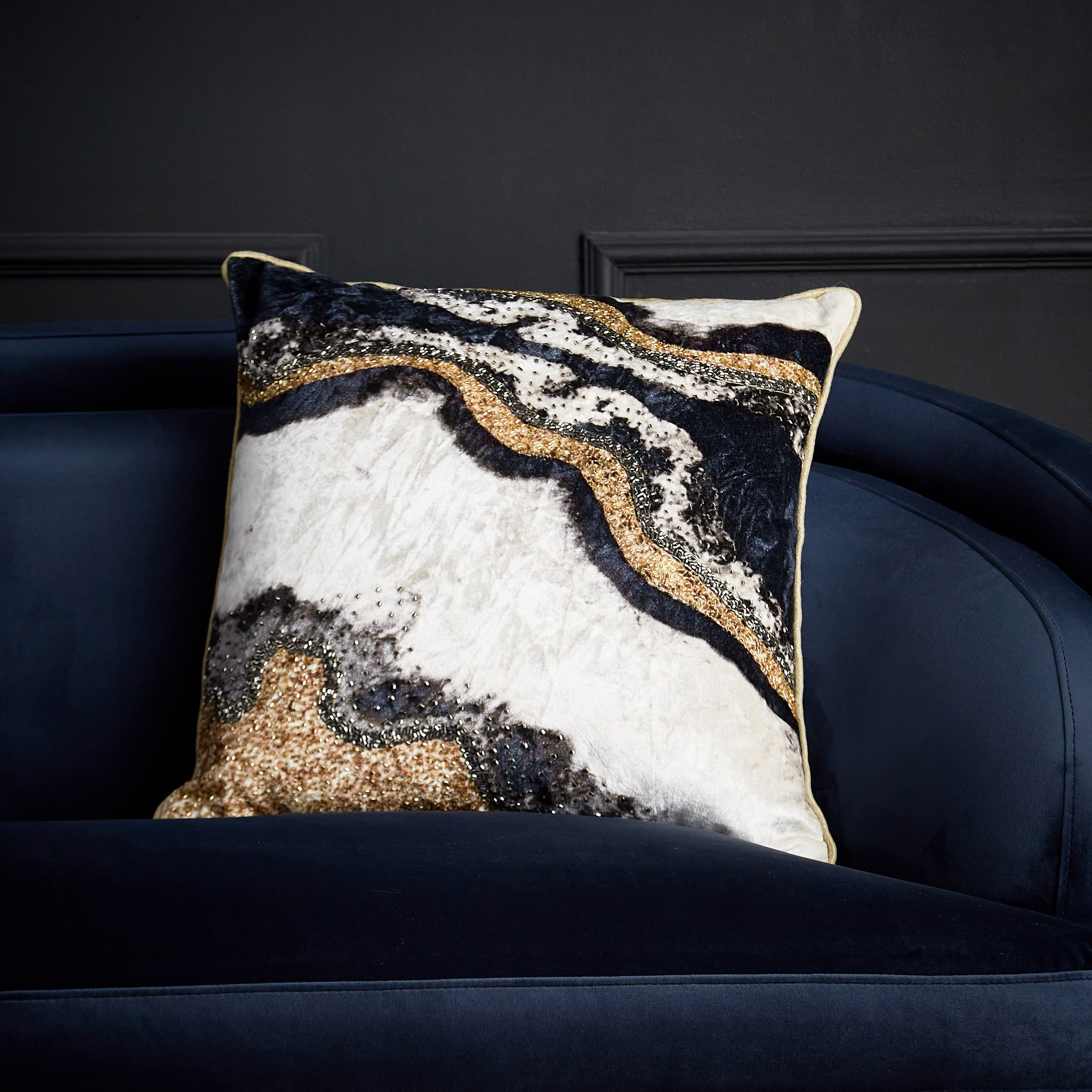 Black and deals gold velvet cushions