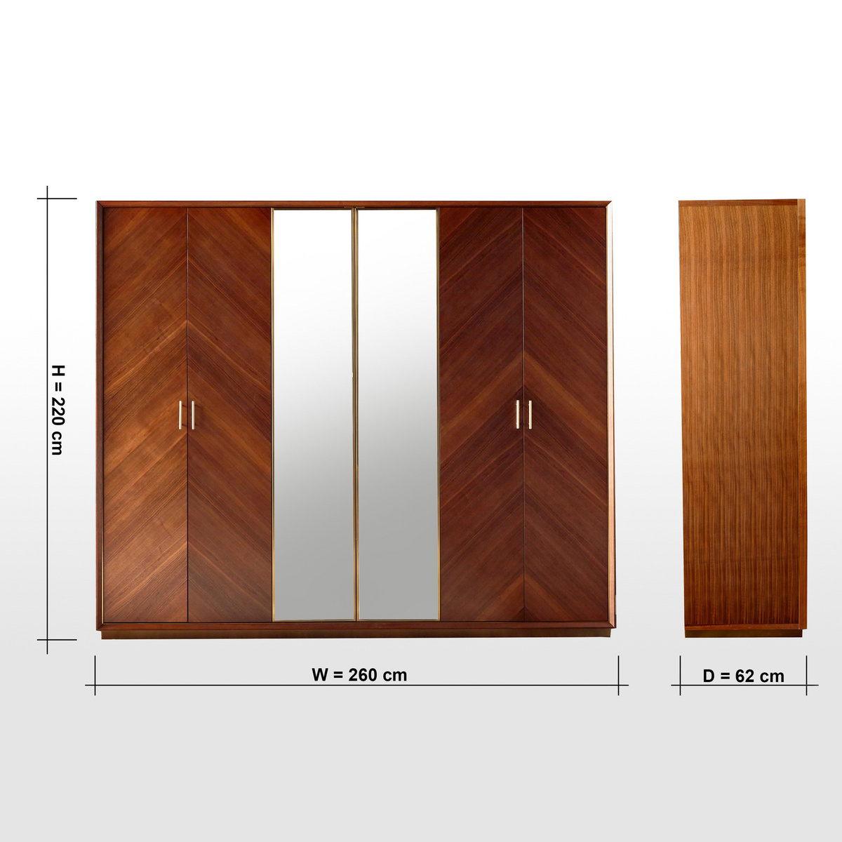 خزانة ملابس 6 أبواب بأدراج - ريفايند فينتاج 19 | خزانة ملابس 6 أبواب بأدراج - ريفايند فينتاج