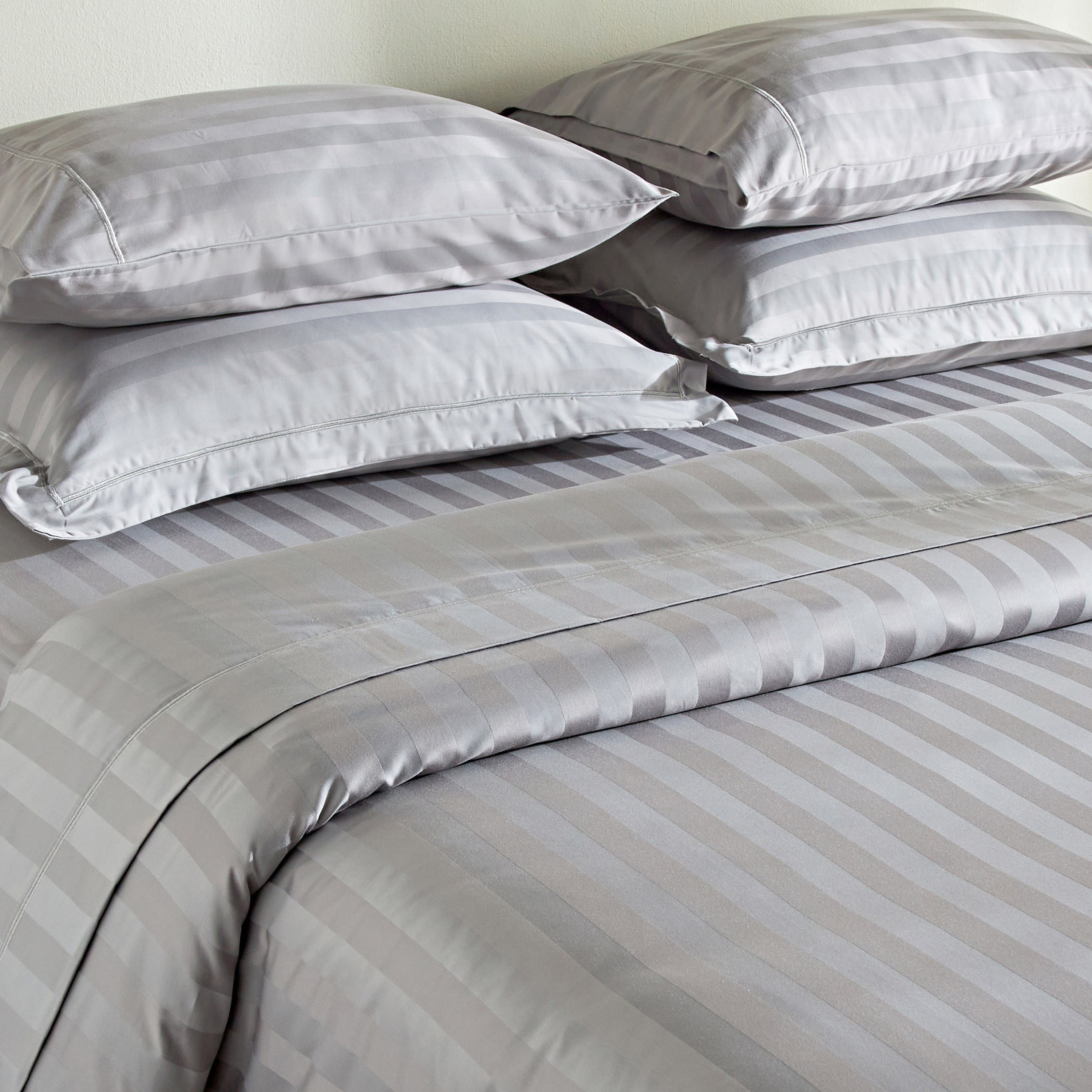 Satin Stripe Pima Cotton Sateen 525 Thread Count King Fitted Sheet - 180x205 cm-household-bedding-sheetsandpillowcases-fittedsheets-image-4