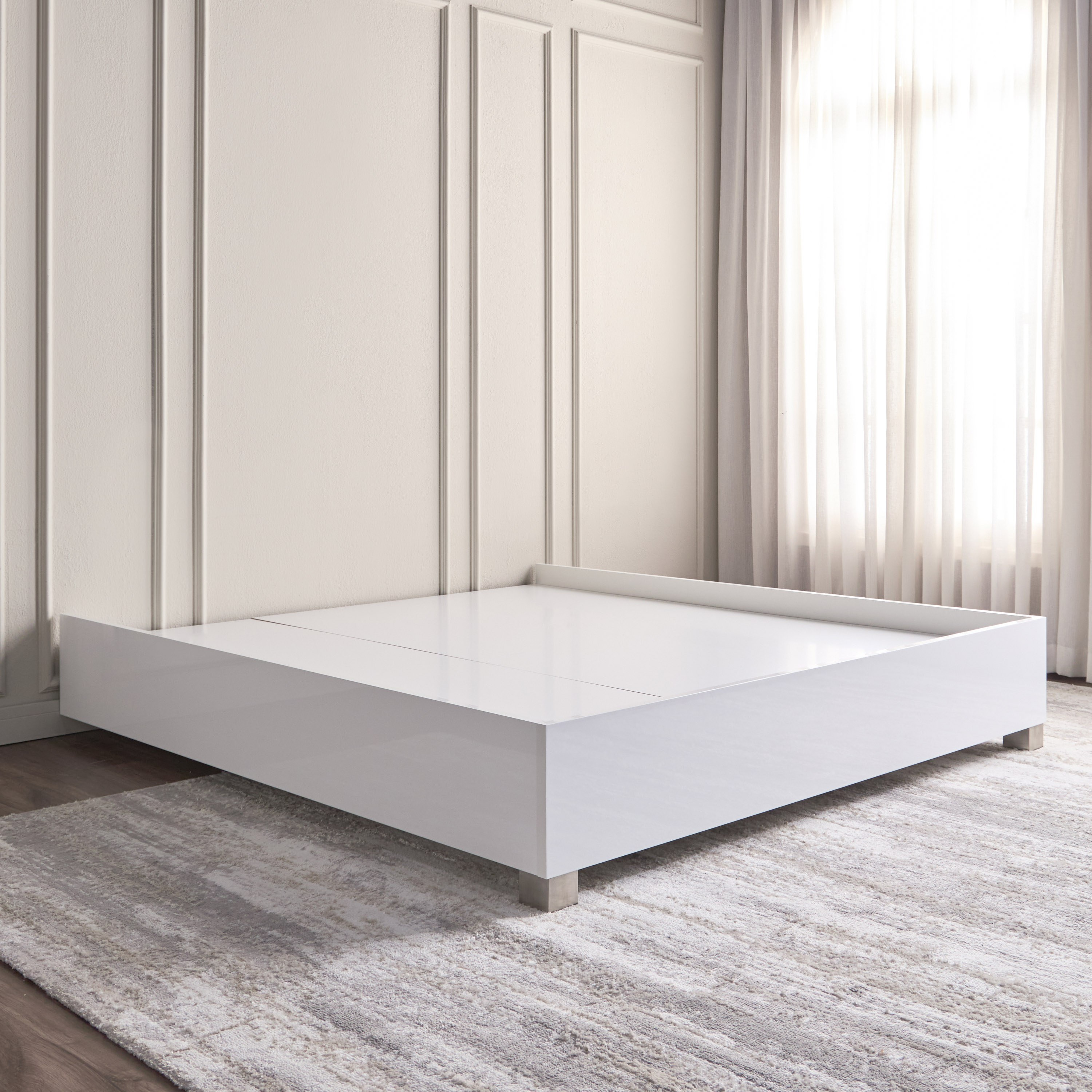 Modern white deals queen bed