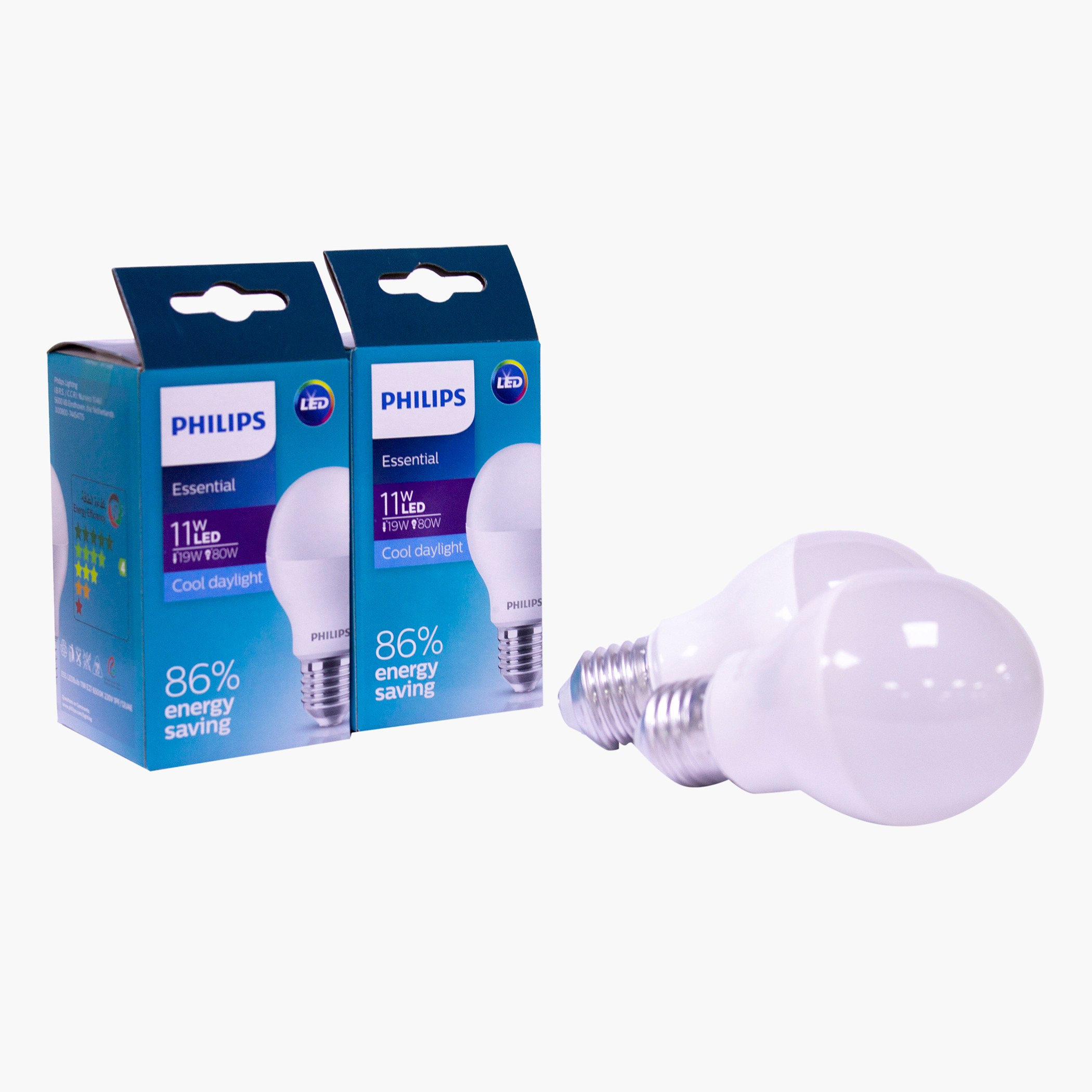 طقم لمبة A60 إل إي دي 80 واط و11 واط قطعتين - فيليبس - E27 1250 لومن ضوء نهاري-household-lighting-bulbsandbatteries-bulbs-image-1