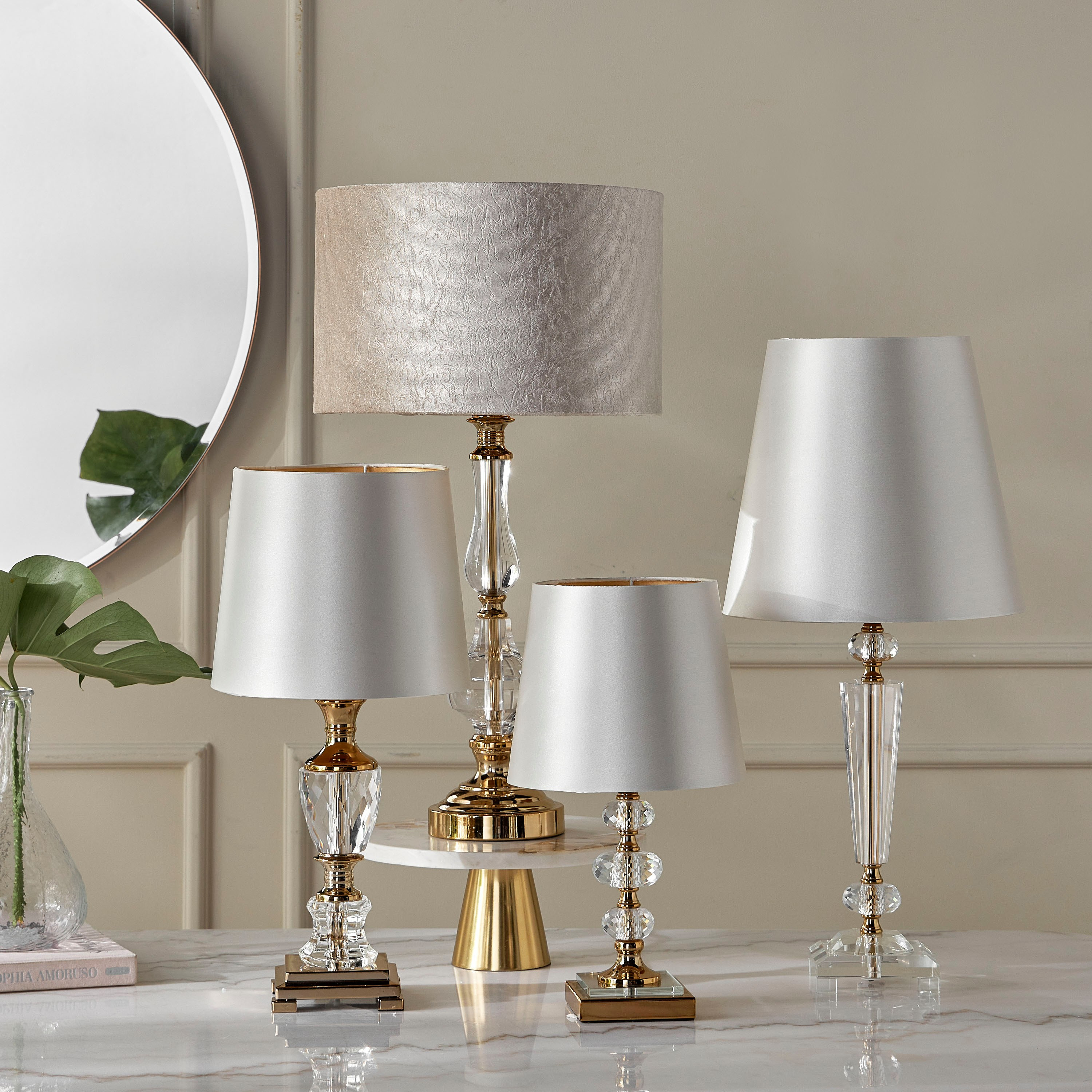 Crystal table deals lamp set