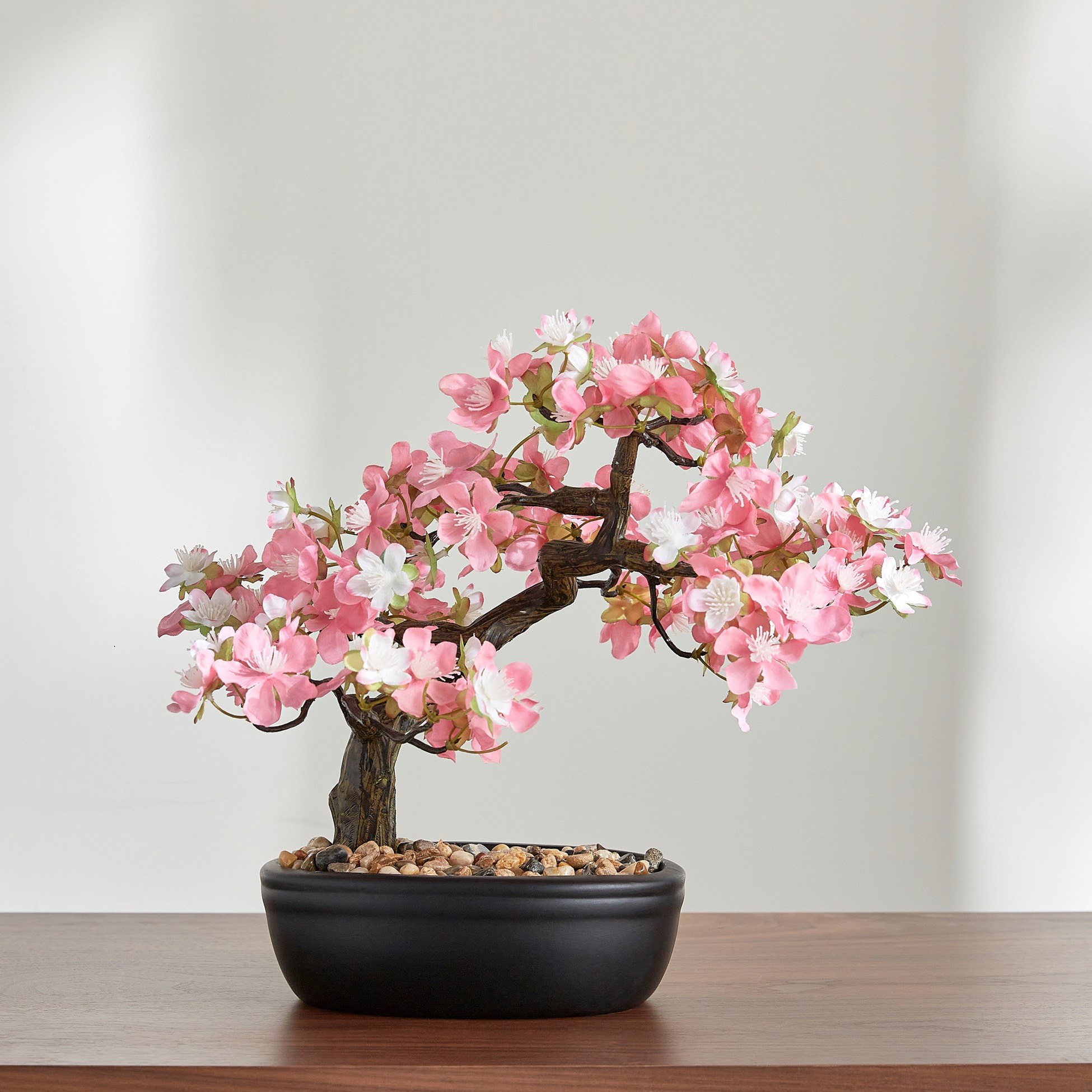 Peach Blossom Bonsai Tree in Pot - 34 cm-household-gardenandoutdoor-artificialplants-bonsai-image-1