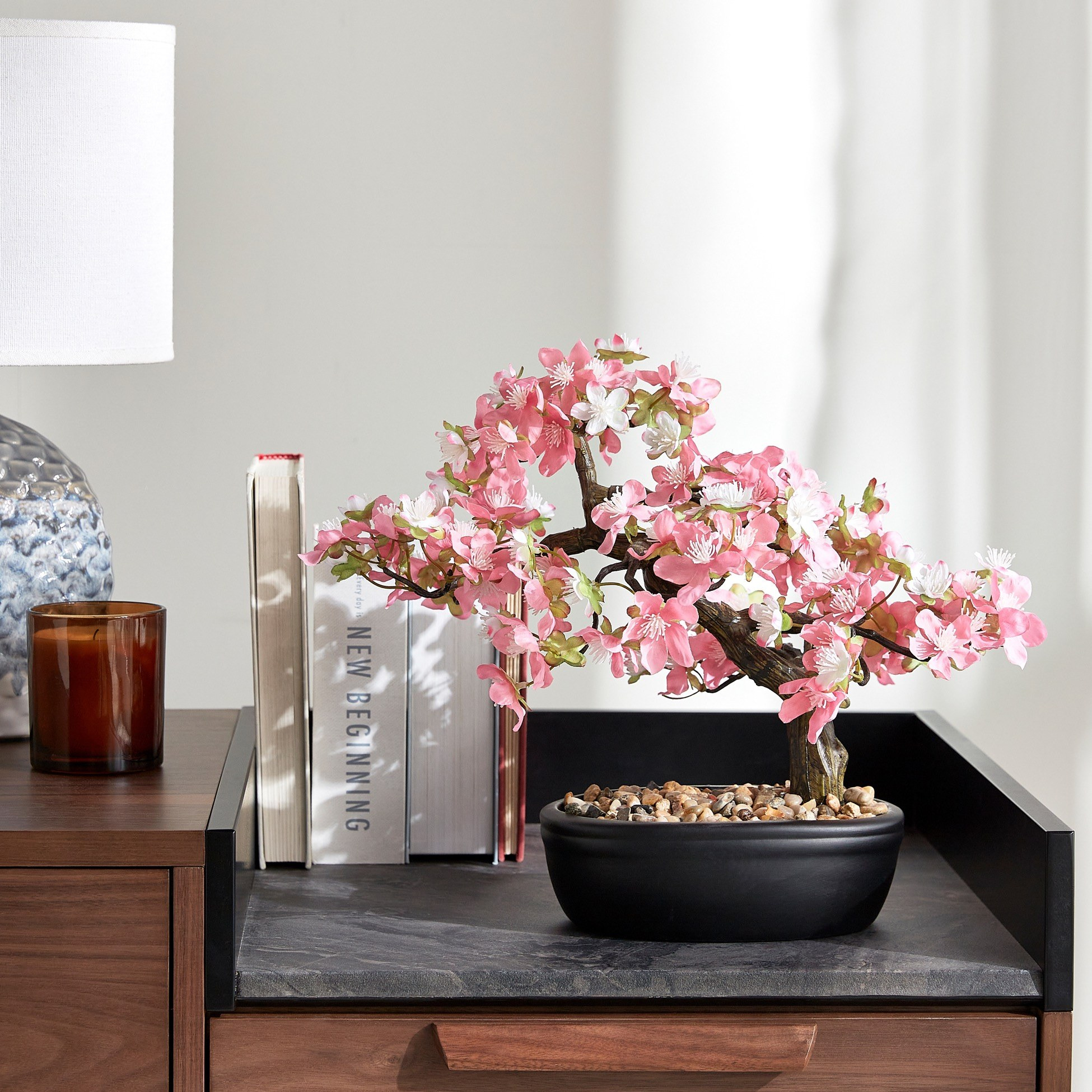 Peach Blossom Bonsai Tree in Pot - 34 cm-household-gardenandoutdoor-artificialplants-bonsai-image-3