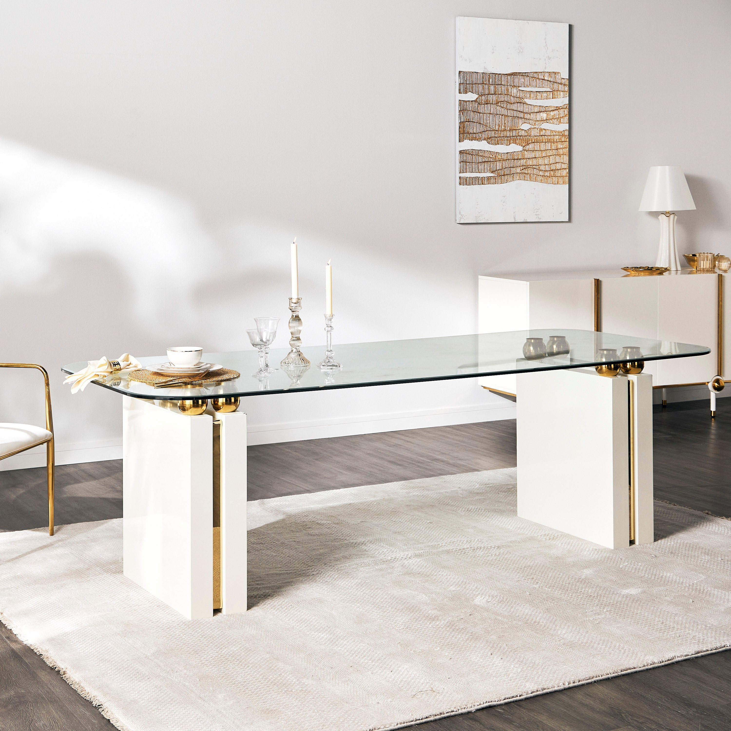 Shop Hikayat 8-Seater Glass Top Dining Table | Homecentre Oman