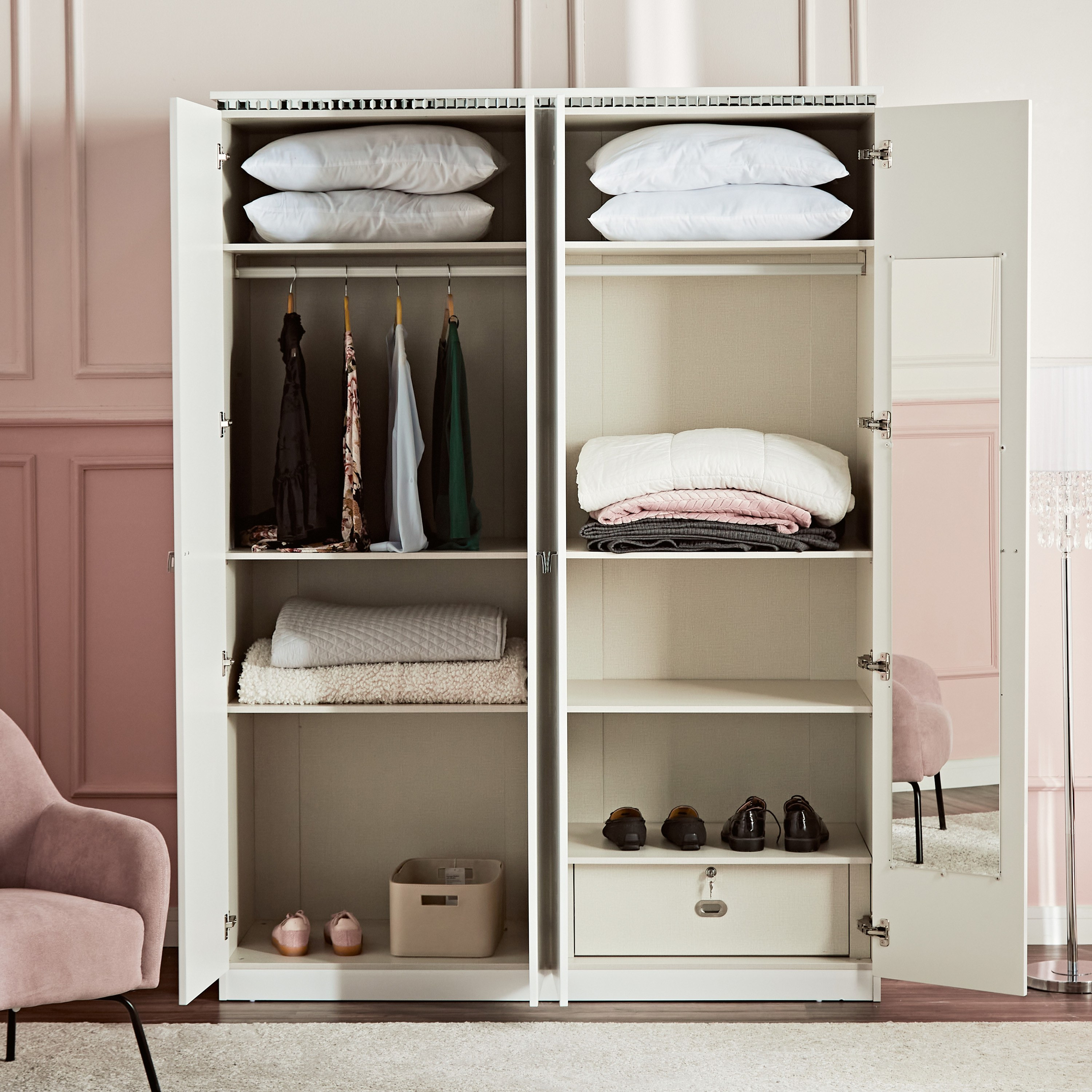 Wardrobe with shop drawers inside