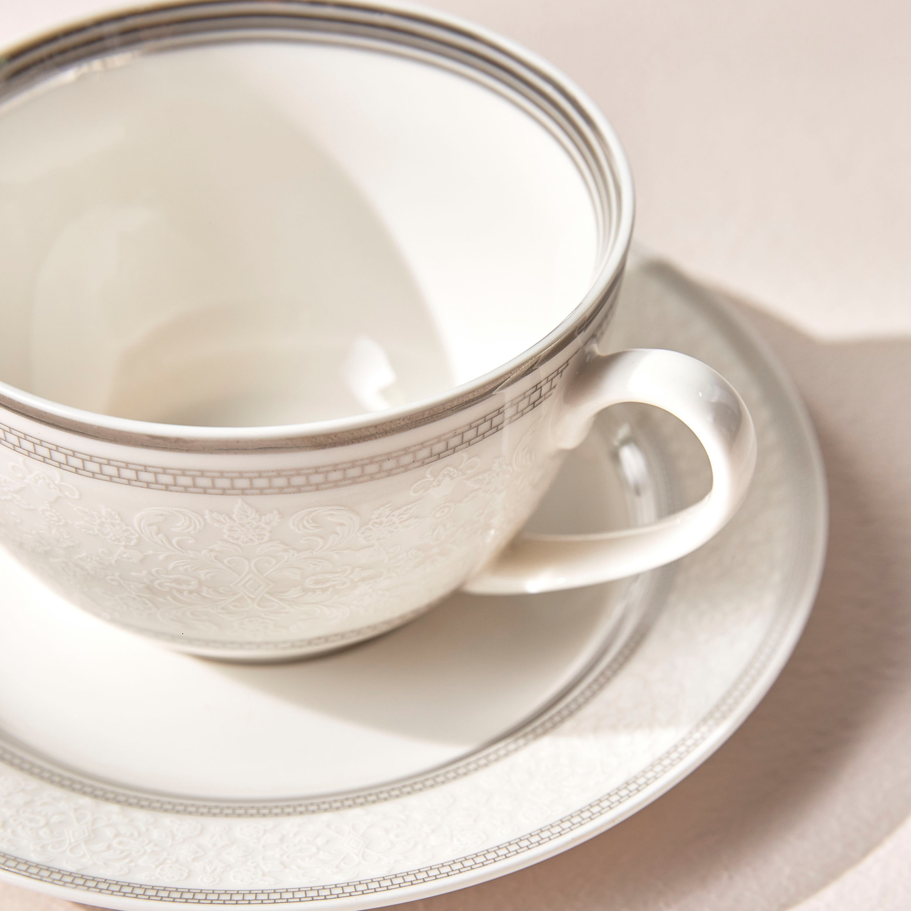 Zora Bone China Teacup and Saucer - 220 ml-household-dining-dinnerware-dinnerwarecollections-image-2