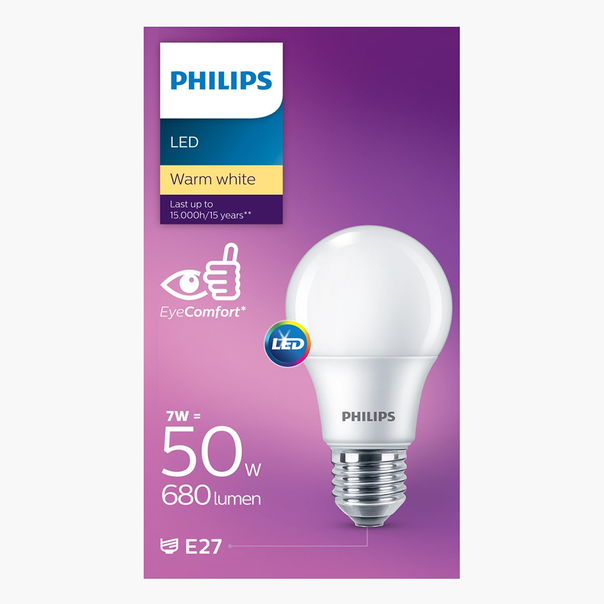 لمبة إل إي دي 3000 كلفن A60 -  لومن 580 أبيض دافئ 7-50 واط E27 - فيليبس-household-lighting-bulbsandbatteries-bulbs-image-1