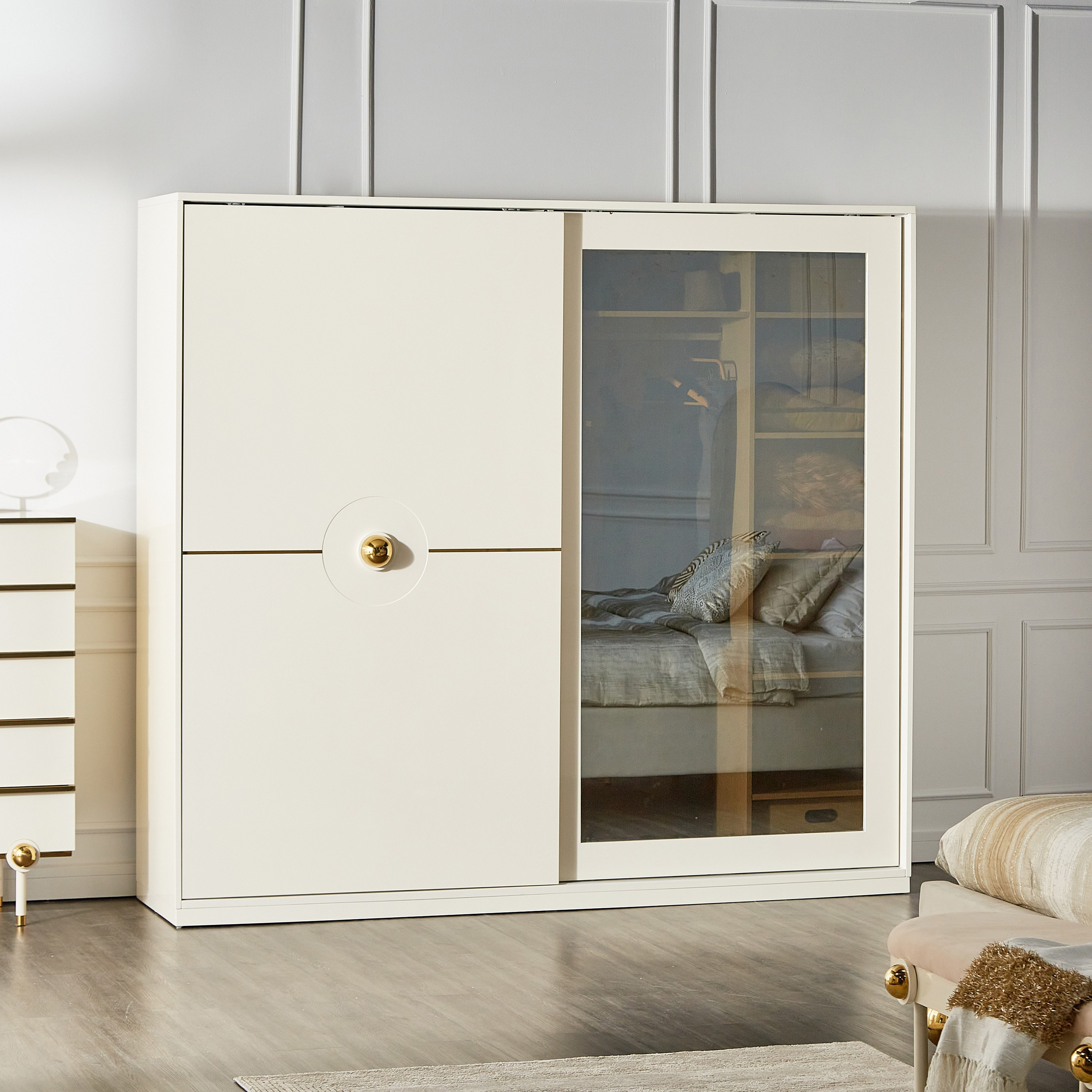 | خزانة ملابس 2 باب انزلاقي بأدراج - حكايات