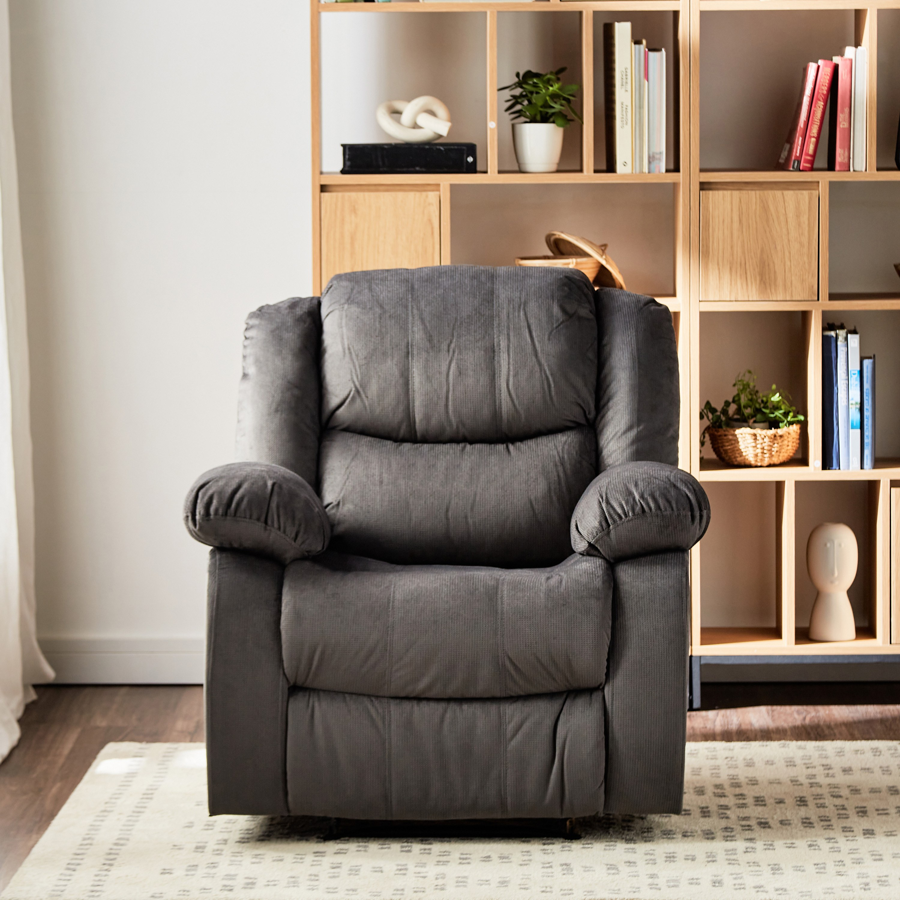 Leather and best sale fabric recliner