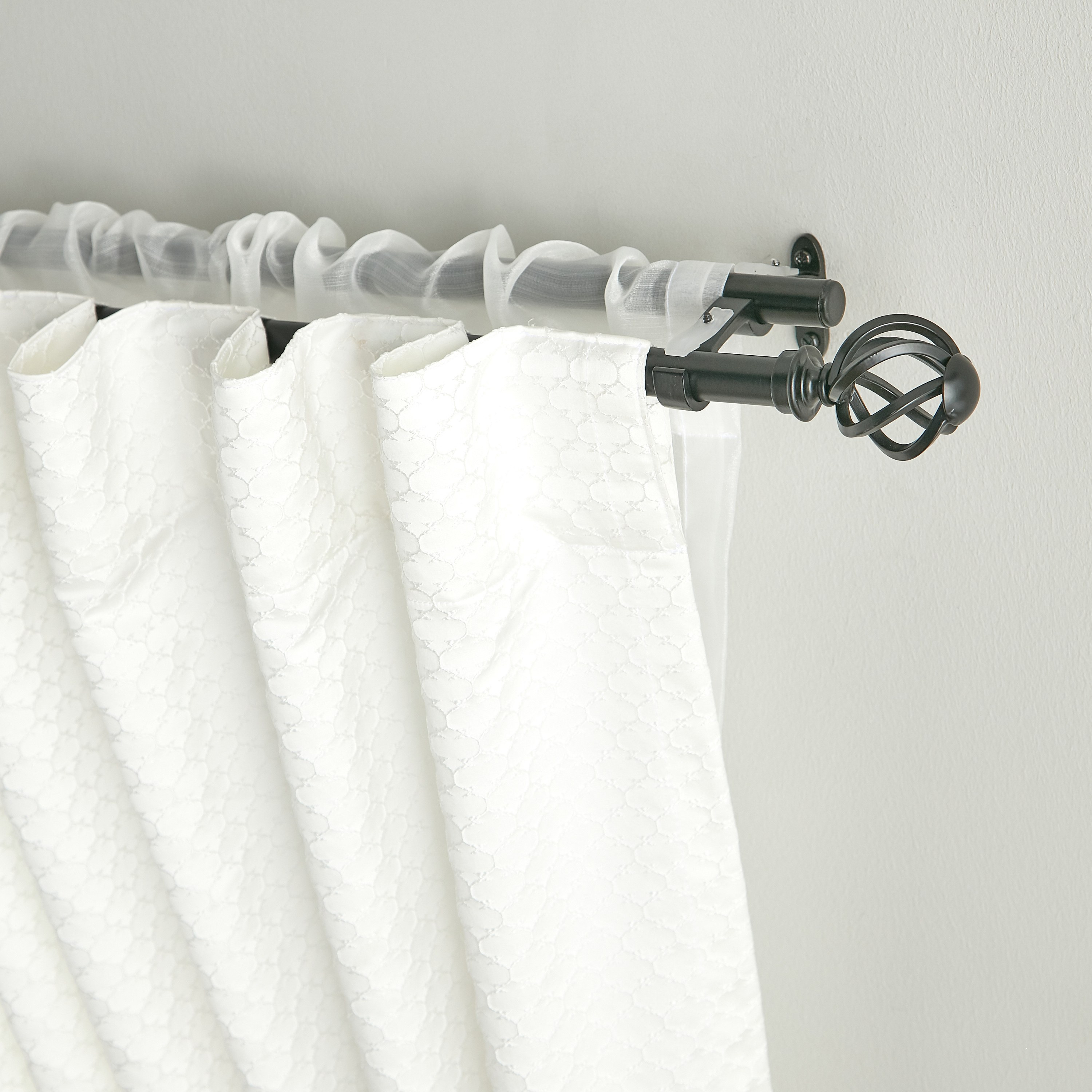 Wavy Ball Extendable Double Curtain Rod - 112-274 cm-household-windows-curtainrodsandaccessories-curtainrods-image-1